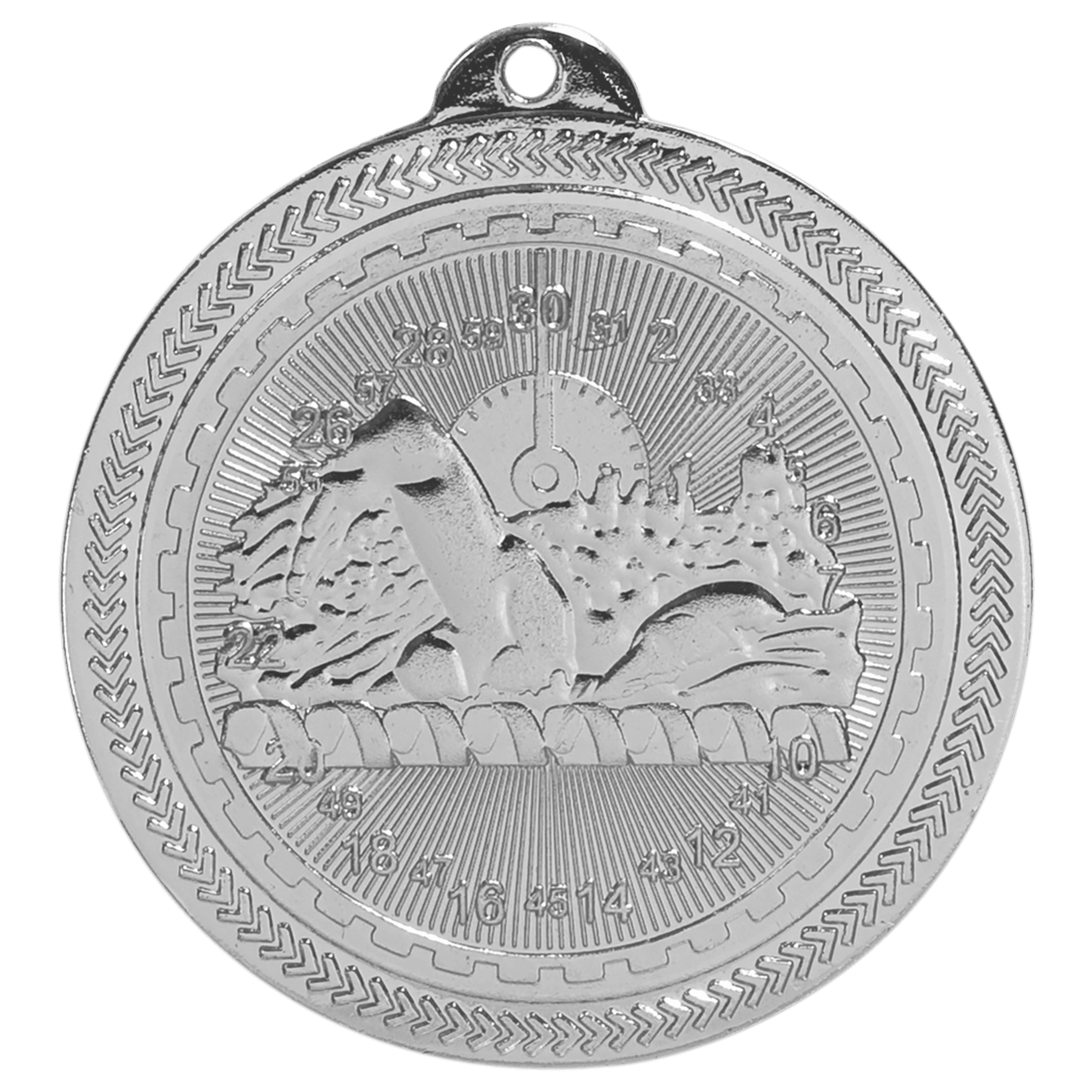 Bright Silver 2" Swimming Laserable BriteLazer Medal