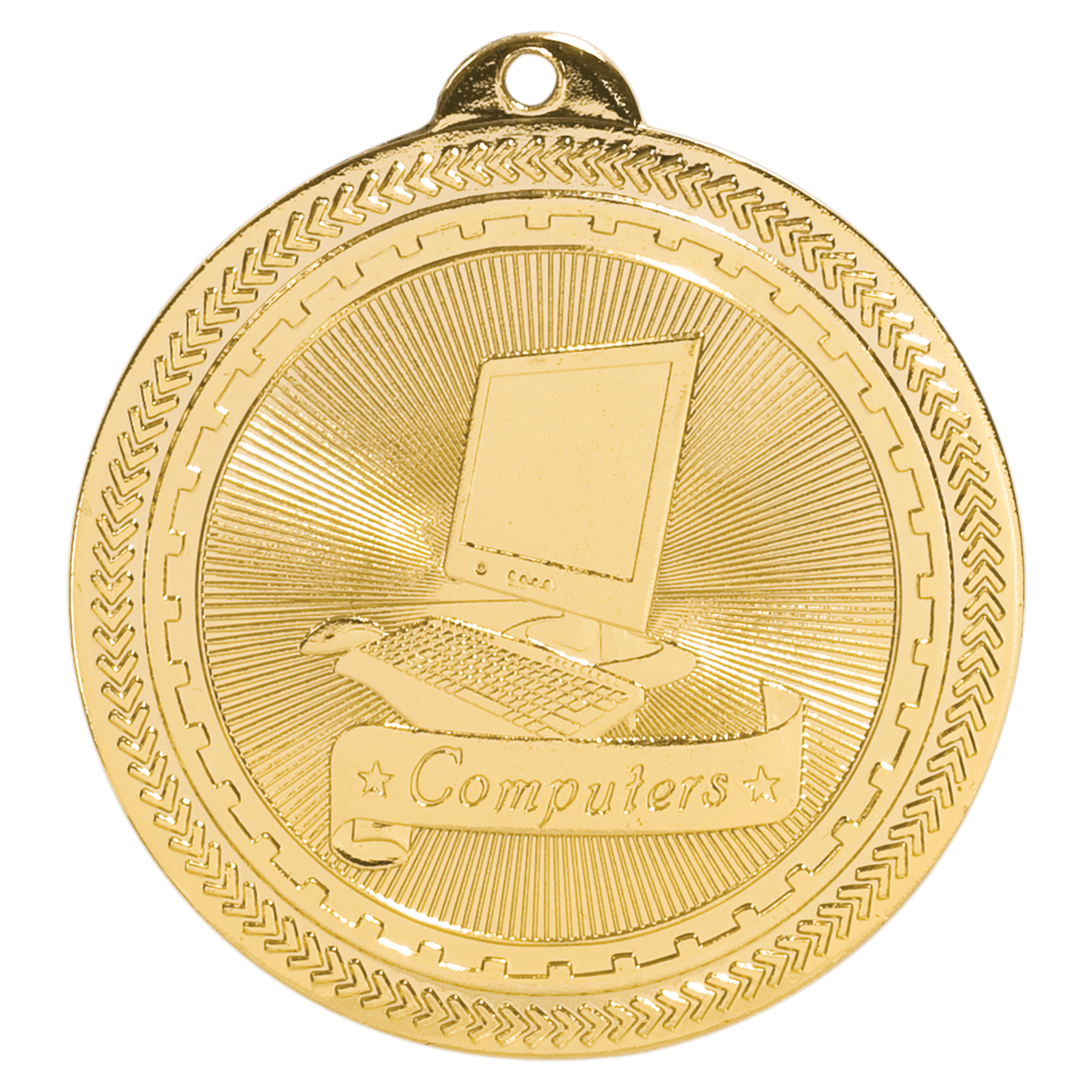 Bright Gold 2" Computers Laserable BriteLazer Medal