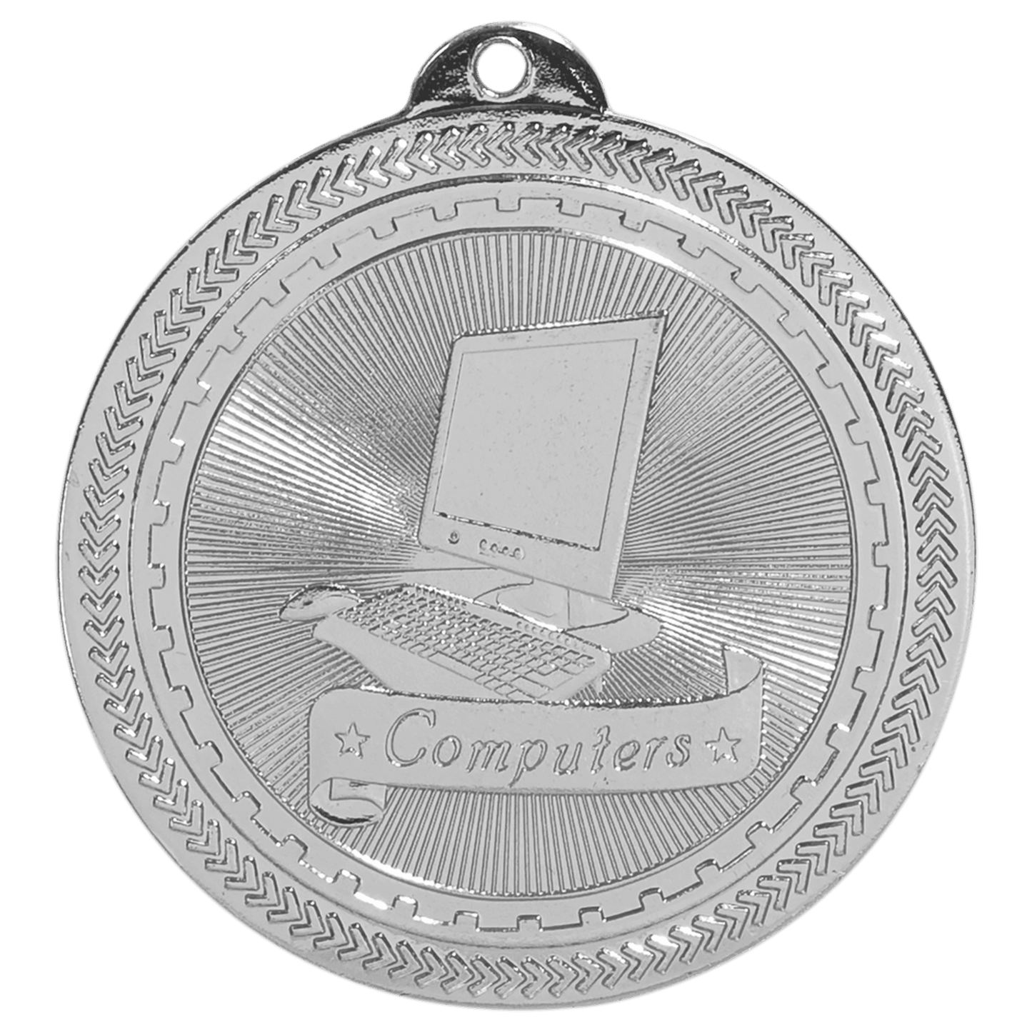 Bright Silver 2" Computers Laserable BriteLazer Medal