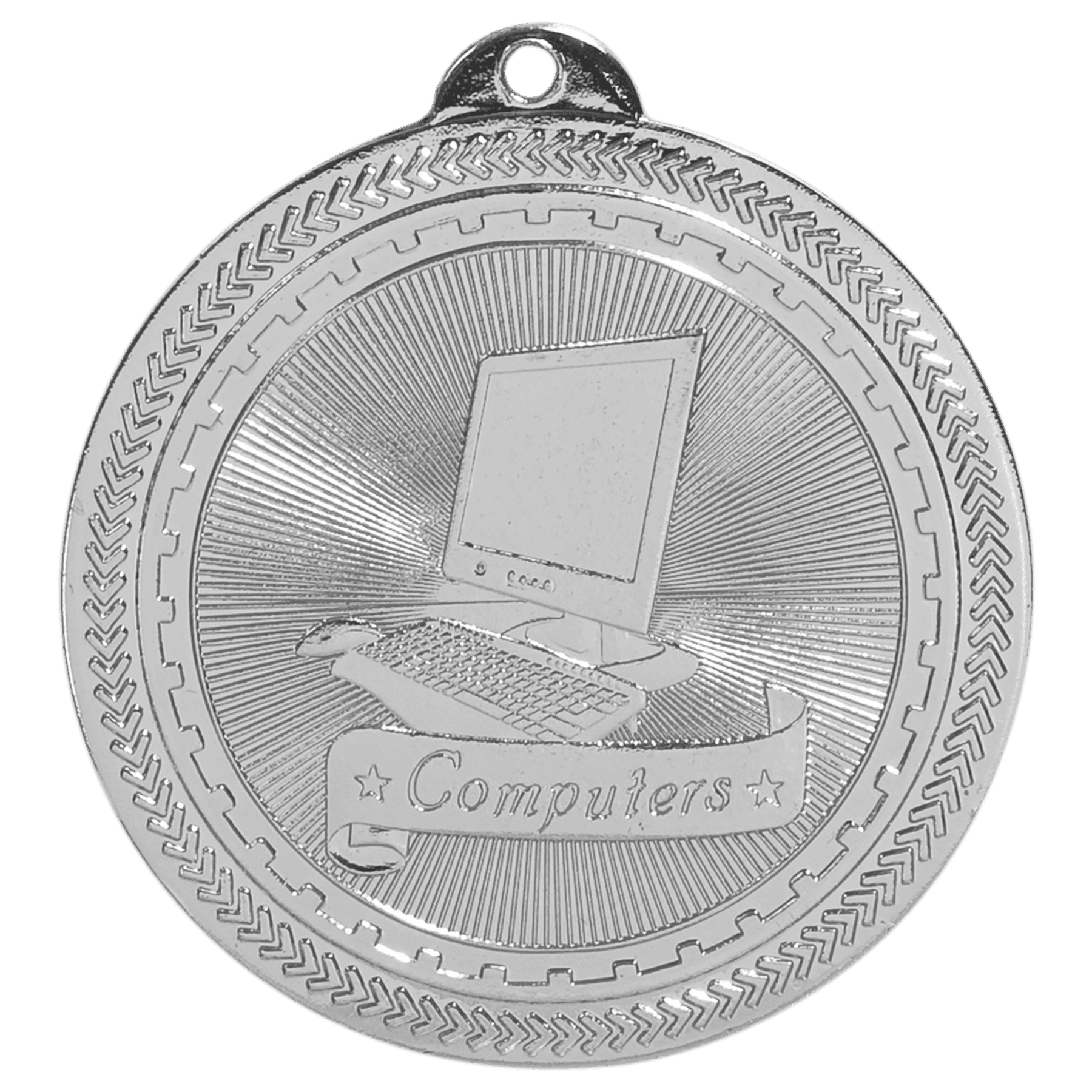 Bright Silver 2" Computers Laserable BriteLazer Medal