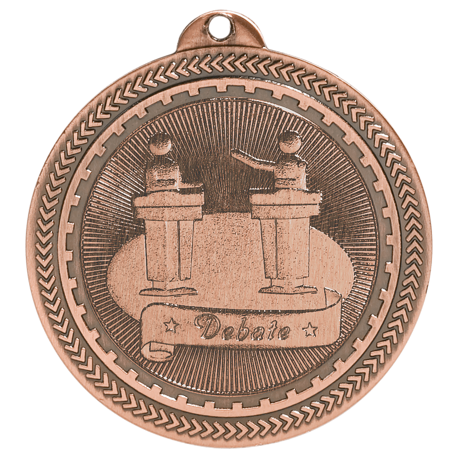 Antique Bronze 2" Debate Laserable BriteLazer Medal