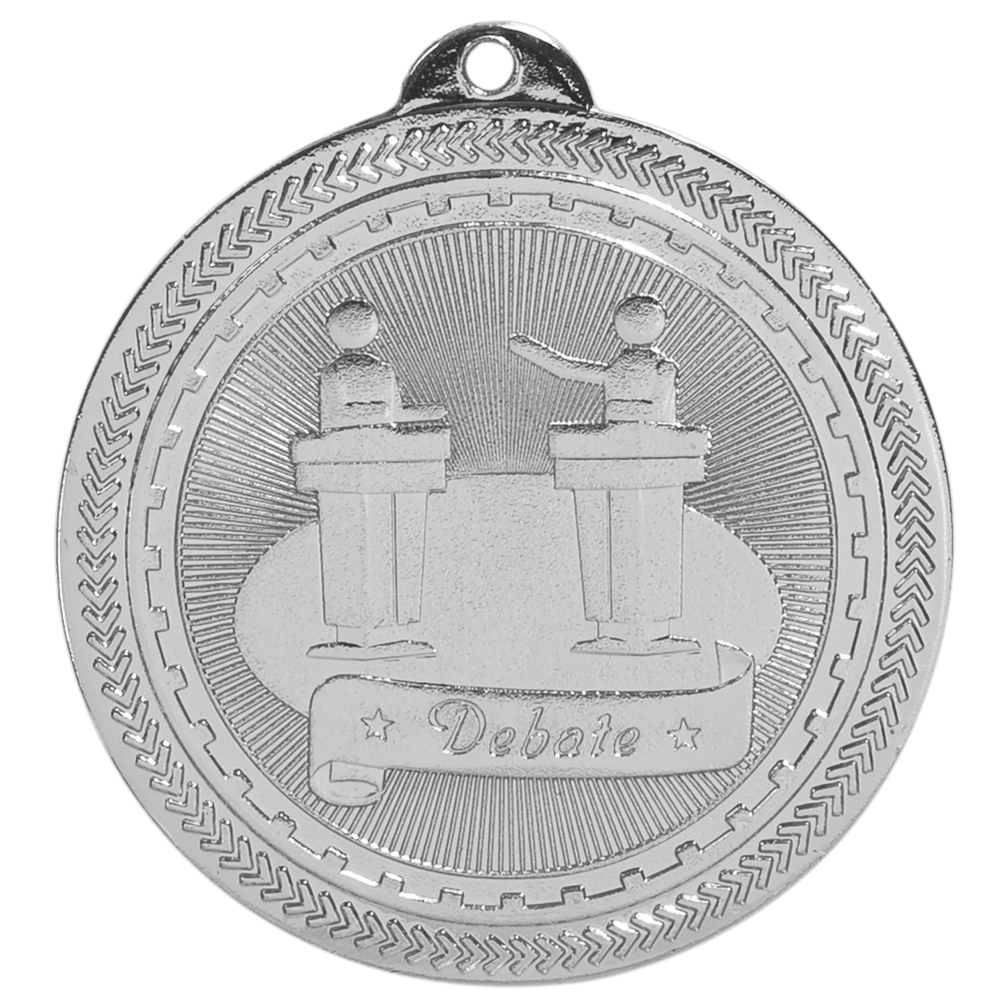 Bright Silver 2" Debate Laserable BriteLazer Medal