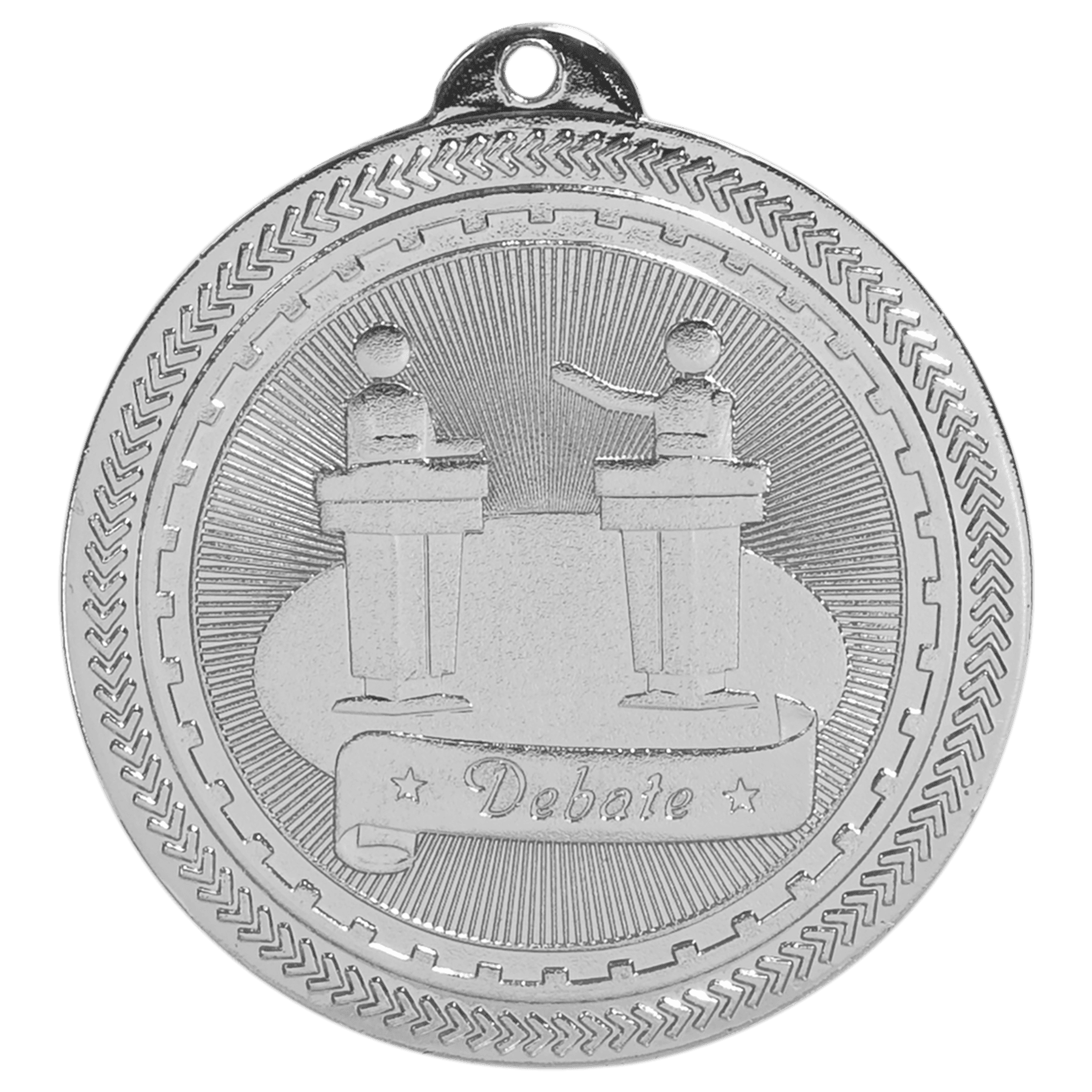 Bright Silver 2" Debate Laserable BriteLazer Medal