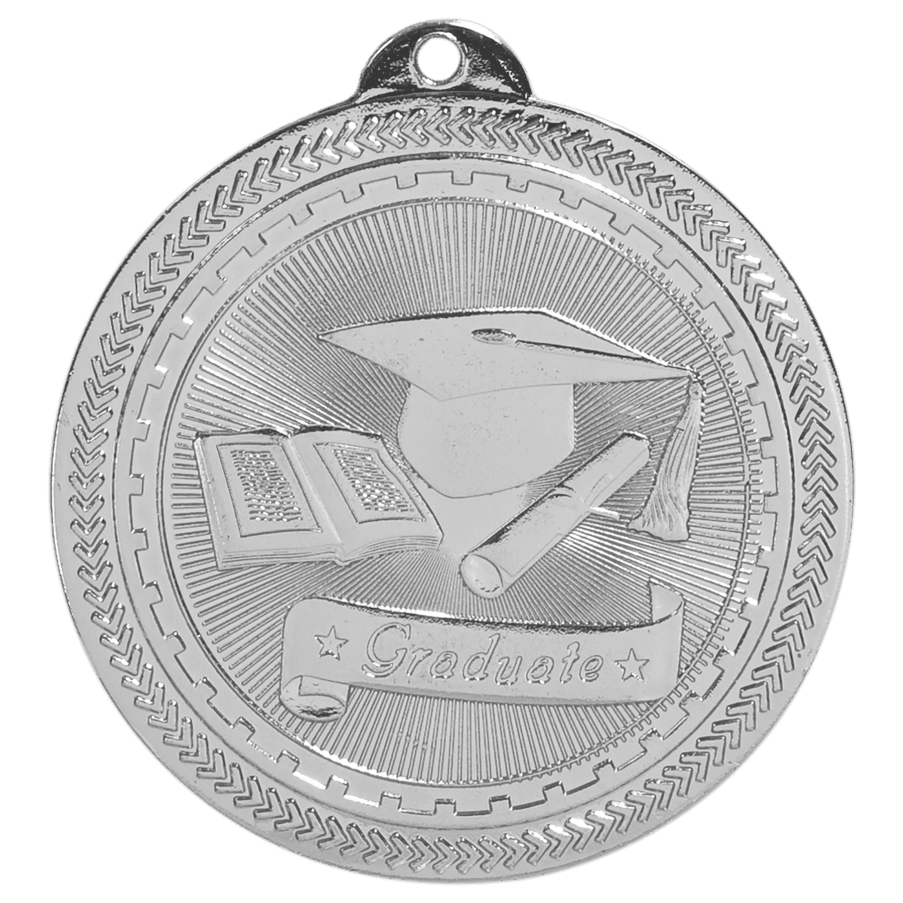 Bright Silver 2" Graduate Laserable BriteLazer Medal
