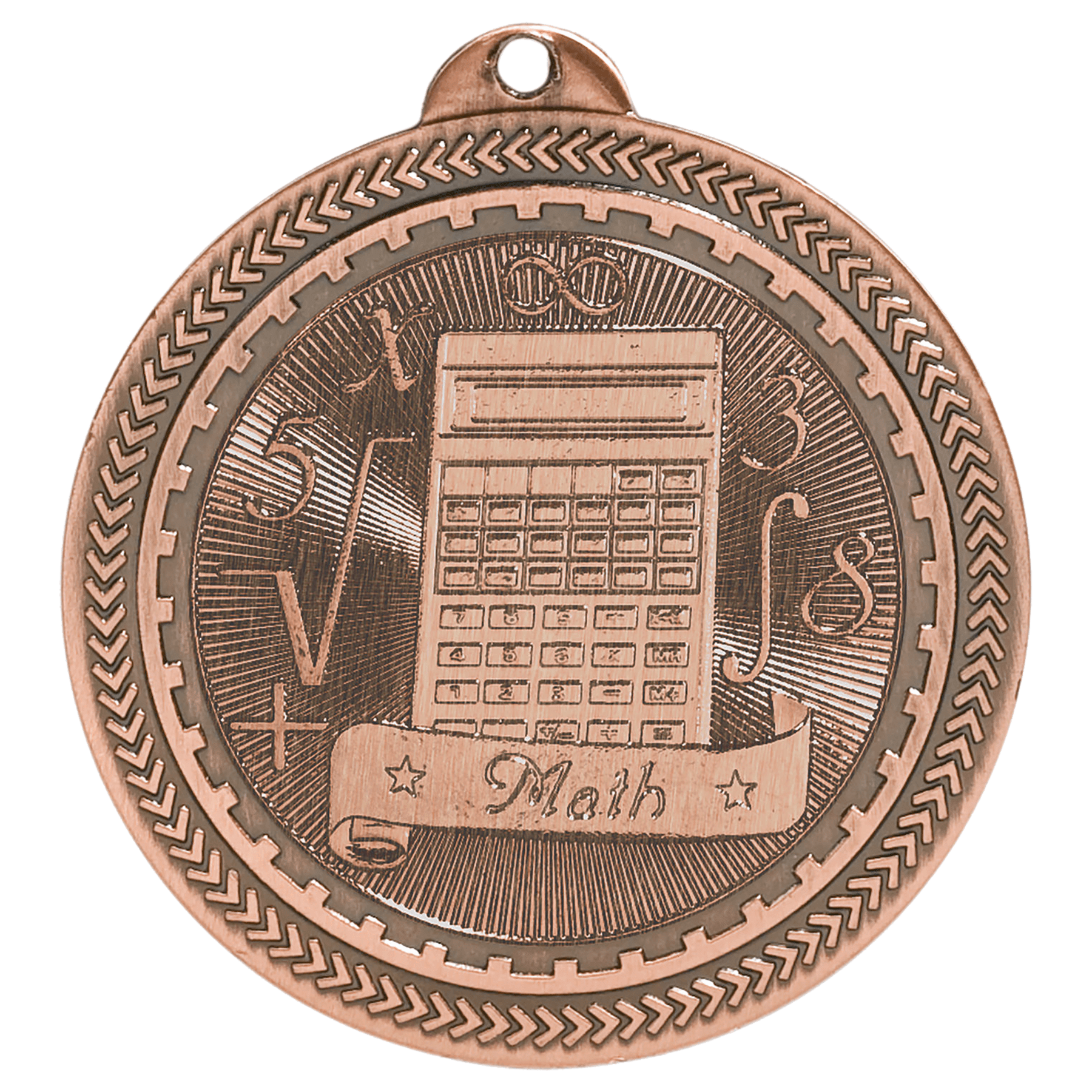Antique Bronze 2" Math Laserable BriteLazer Medal
