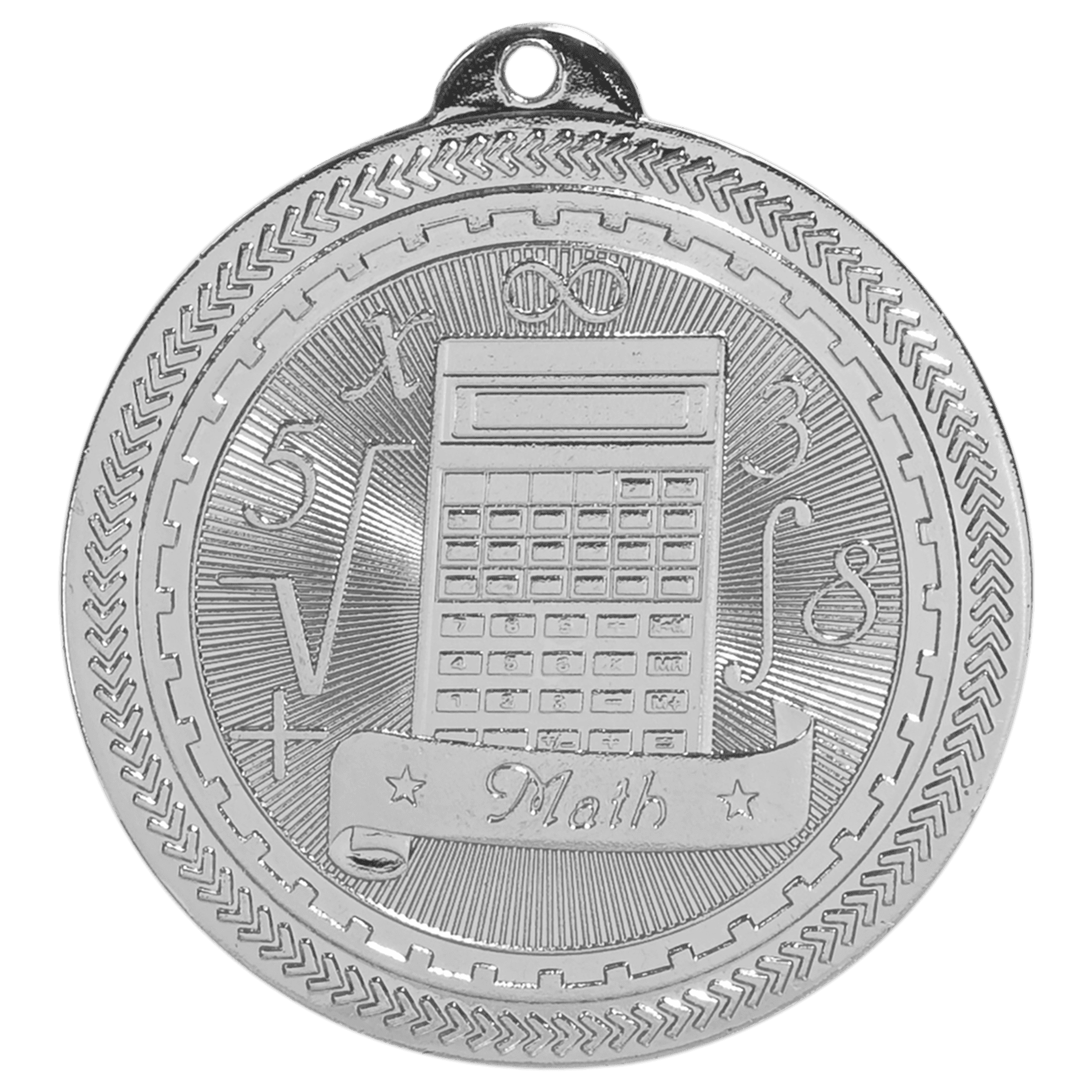 Bright Silver 2" Math Laserable BriteLazer Medal
