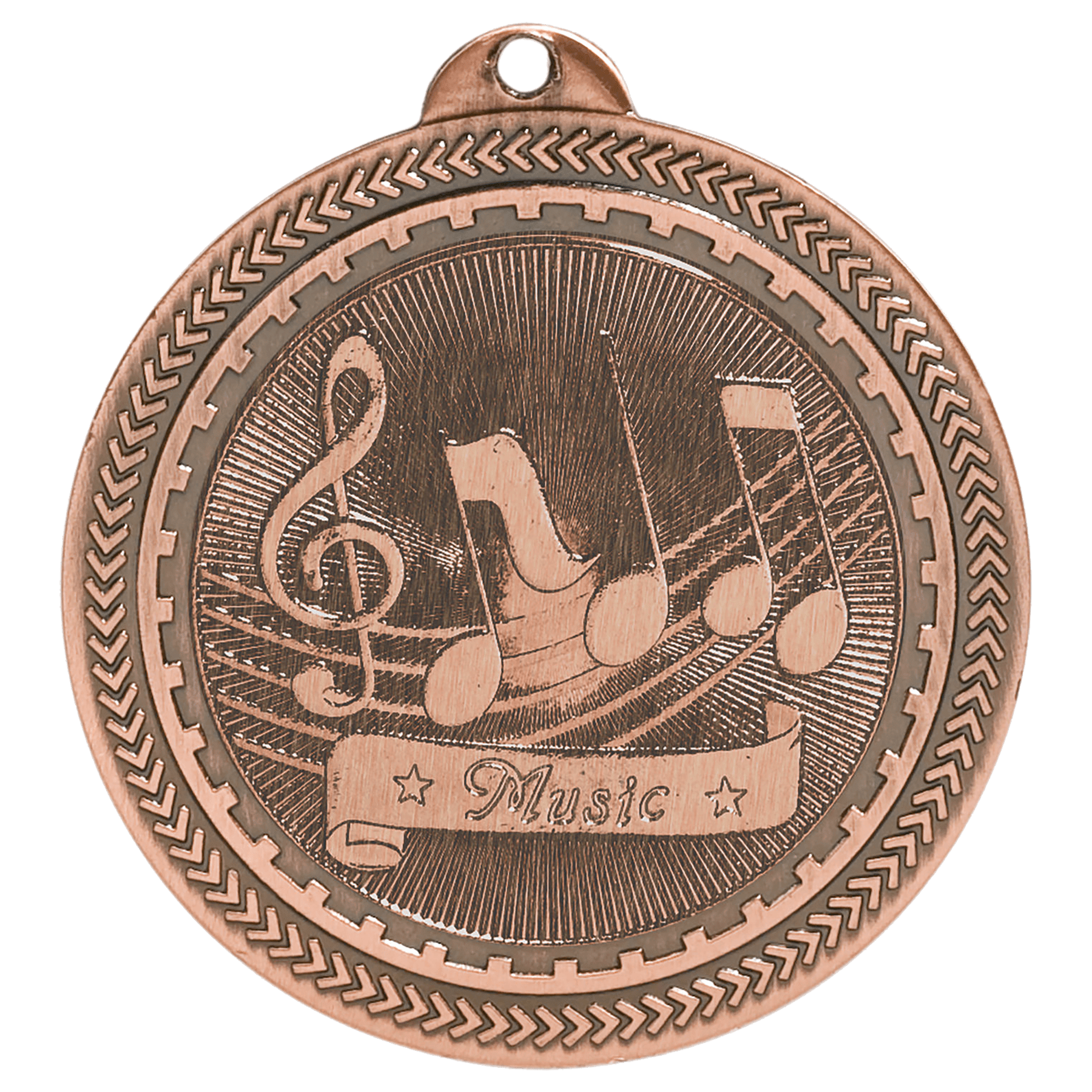 Antique Bronze 2" Music Laserable BriteLazer Medal