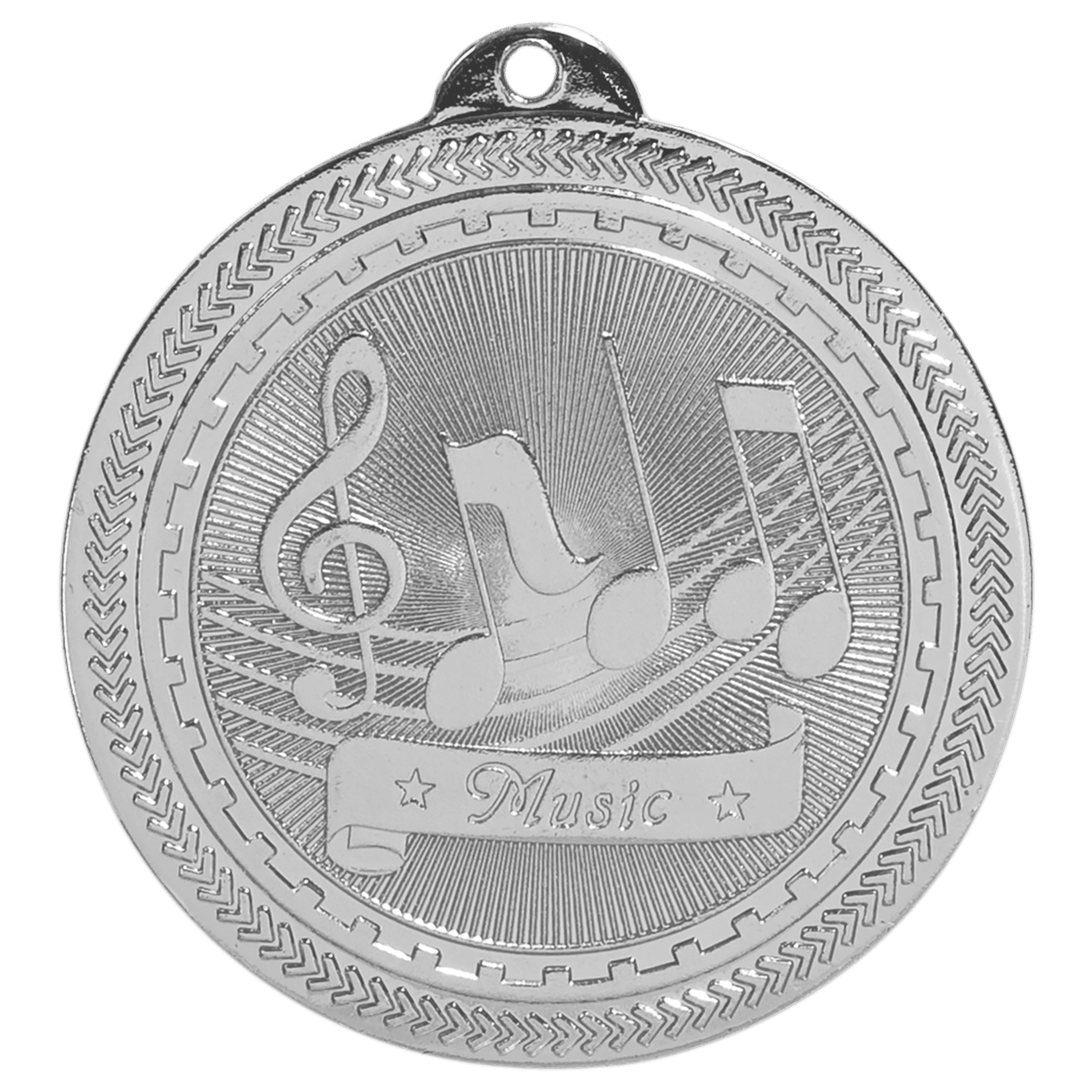 Bright Silver 2" Music Laserable BriteLazer Medal