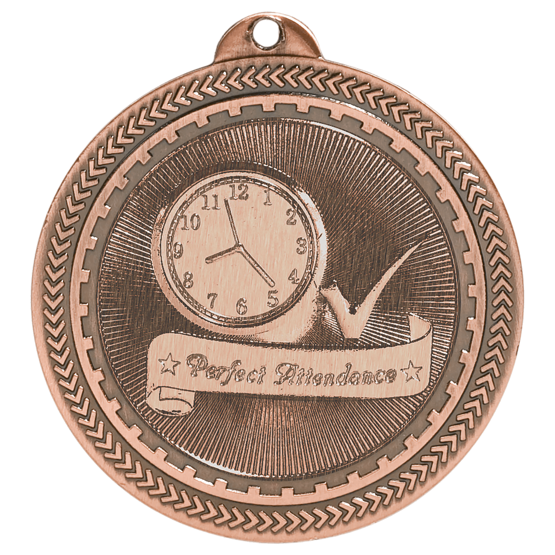 Antique Bronze 2" Perfect Attendance Laserable BriteLazer Medal