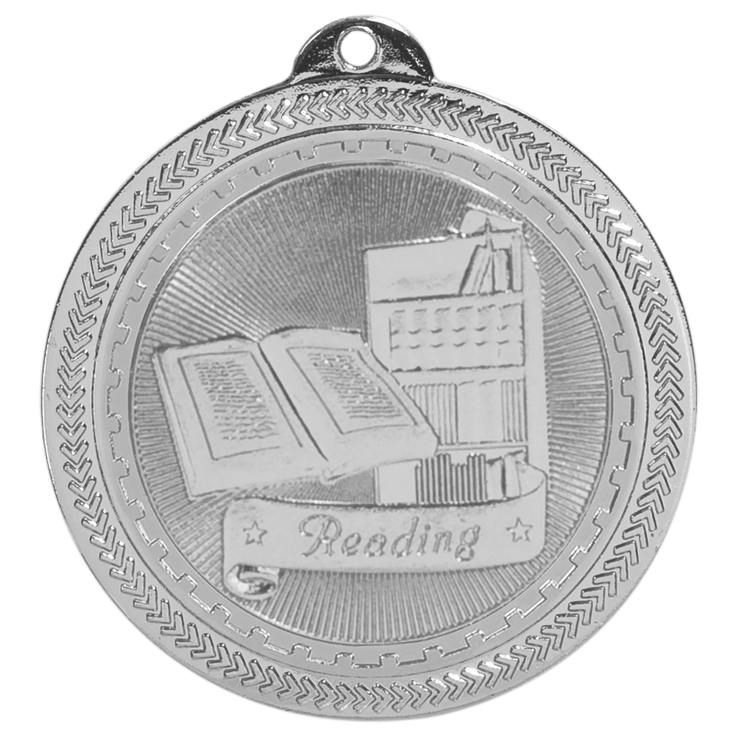 Bright Silver 2" Reading Laserable BriteLazer Medal