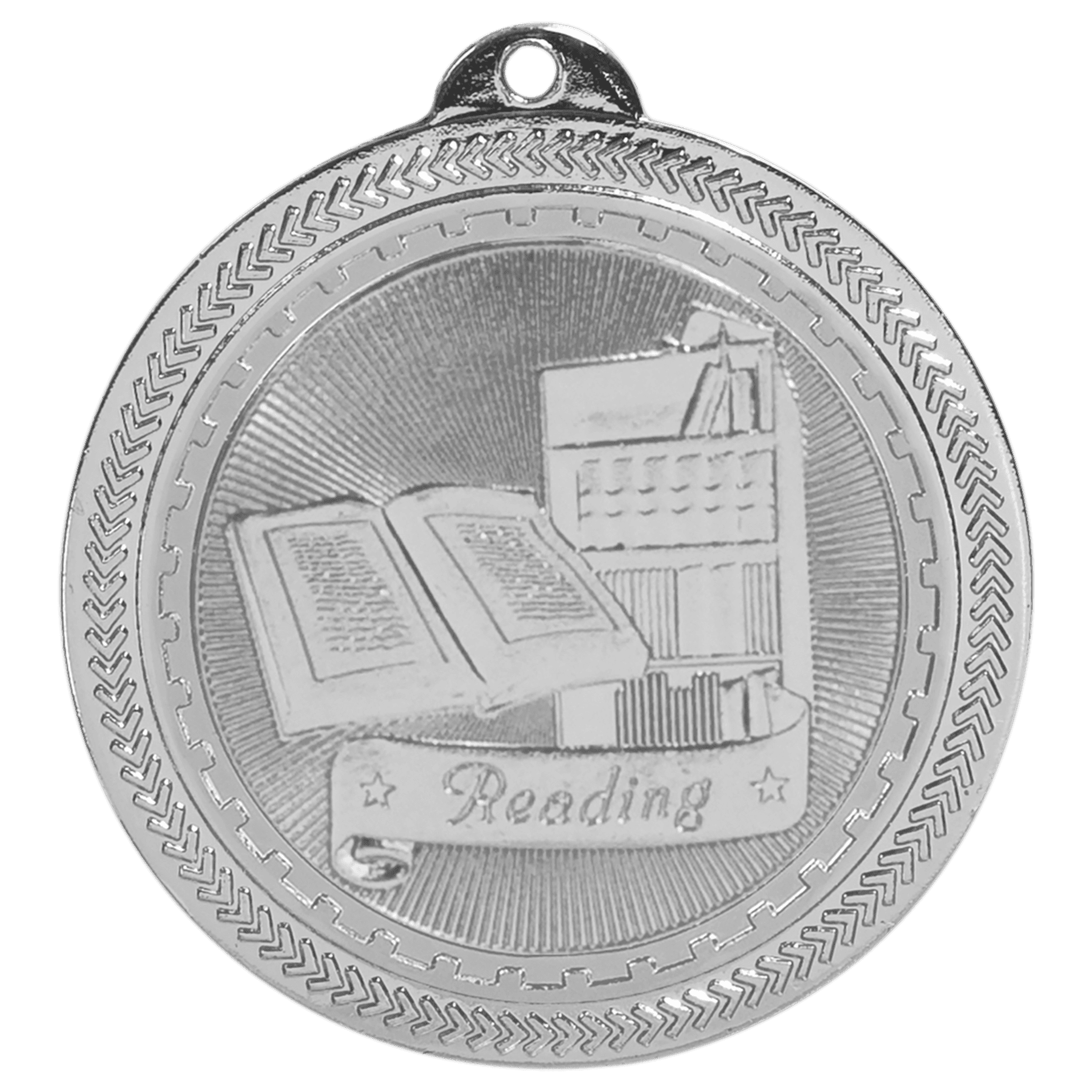 Bright Silver 2" Reading Laserable BriteLazer Medal