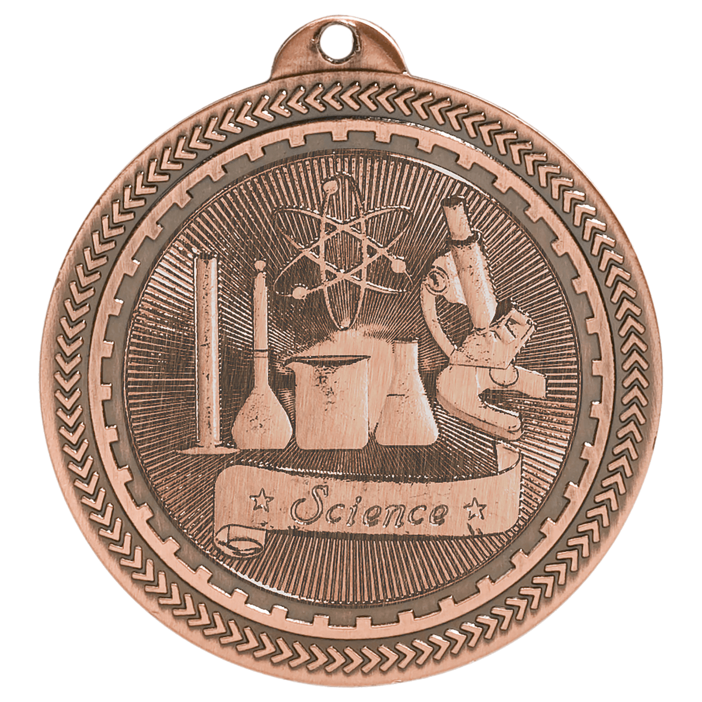 Antique Bronze 2" Science Laserable BriteLazer Medal
