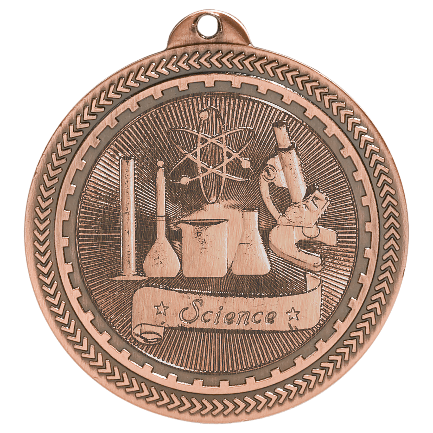 Antique Bronze 2" Science Laserable BriteLazer Medal
