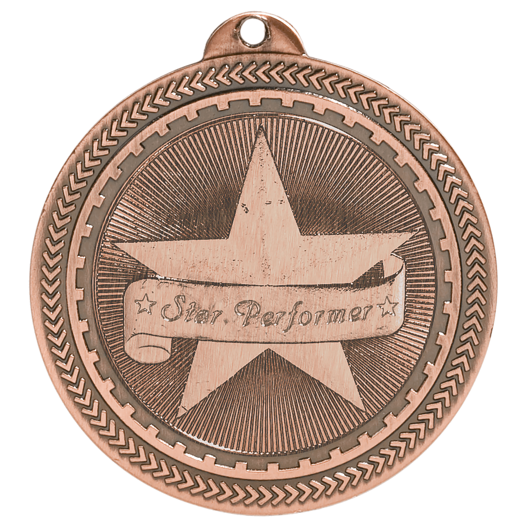 Antique Bronze 2" Star Performer Laserable BriteLazer Medal