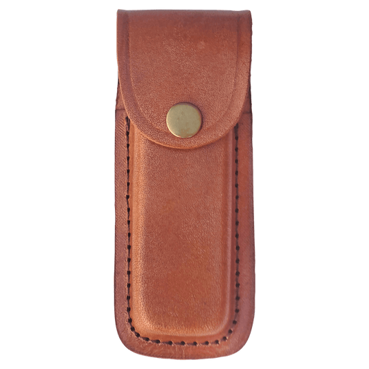 Bison River Leather Sheath with Snap Closure for Folding Knife up to 5" Long Closed
