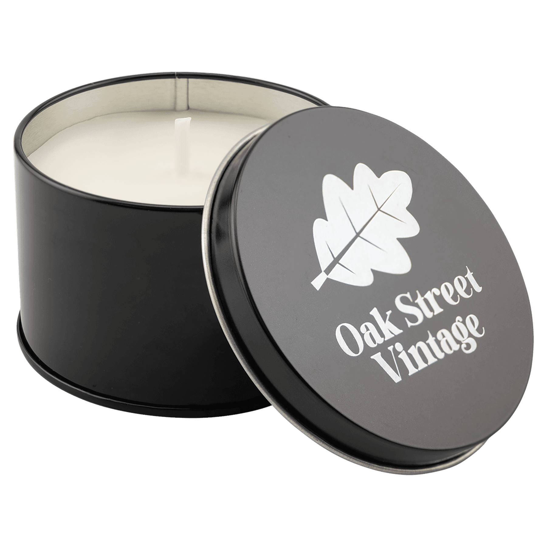 5.3 Oz. Weathered Oak Candle In a Black Metal Tin