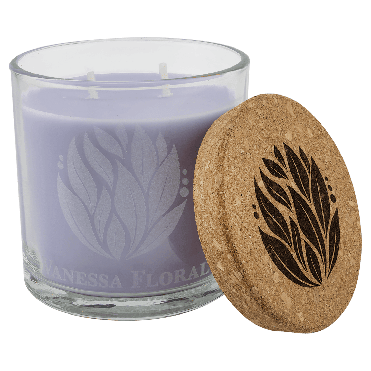 14 Oz. Wild Lavender Candle In a Glass Holder with Cork Lid