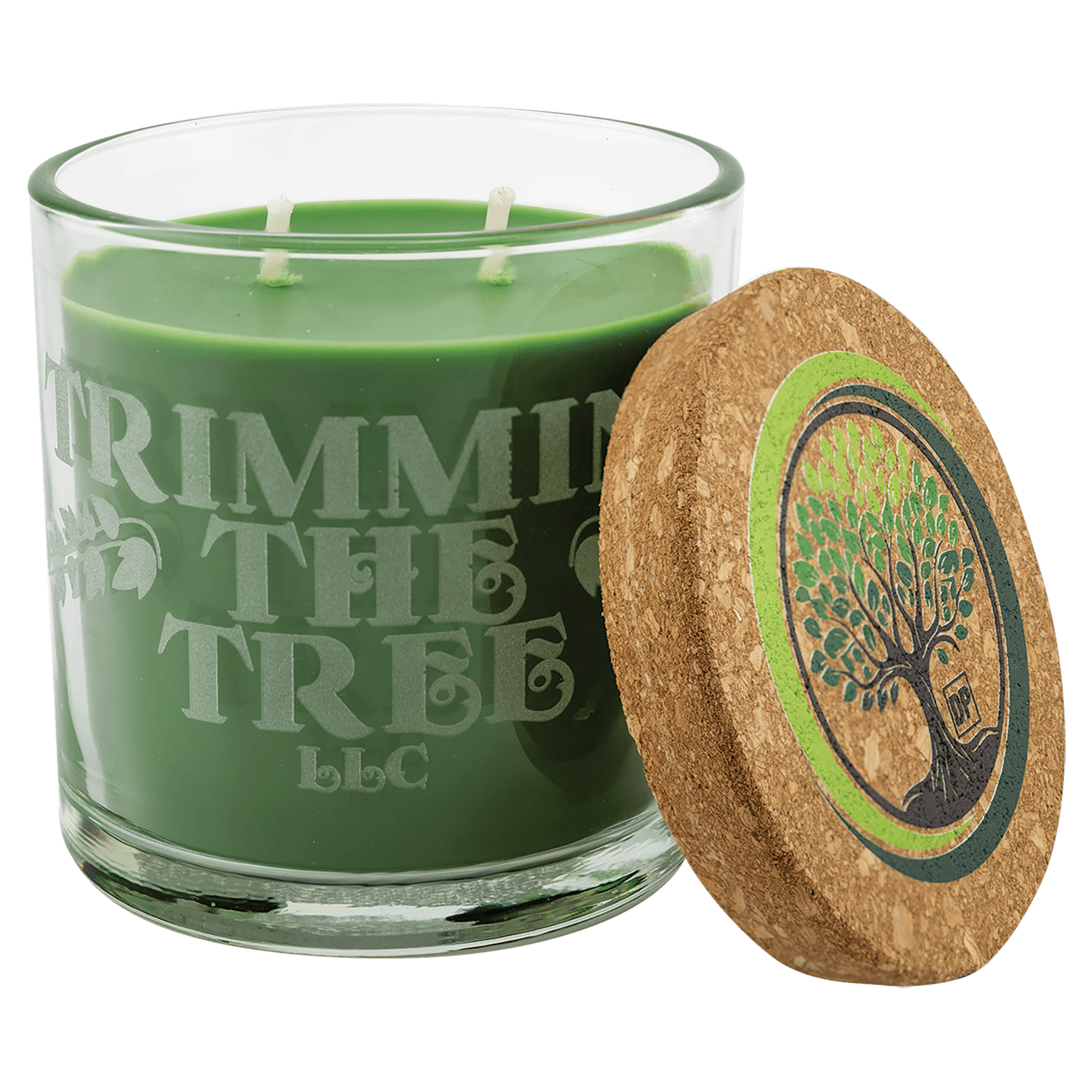 14 Oz. Trim the Tree Candle In a Glass Holder with Cork Lid