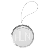 Clear Round Glass Ornament with Silver 3 1/4" String