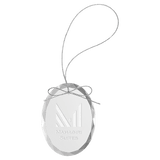 Clear Oval Glass Ornament with Silver 3 1/4" String