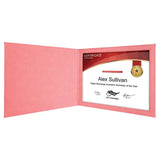 Pink 9" x 12" Laserable Leatherette Certificate Holder for 8 1/2" x 11"