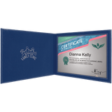 Blue/Silver 9" x 12" Laserable Leatherette Certificate Holder for 8 1/2" x 11"