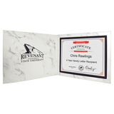 White Marble 9" x 12" Laserable Leatherette Certificate Holder for 8 1/2" x 11"