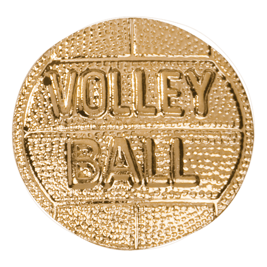 Gold Volleyball Metal Chenille Letter Insignia