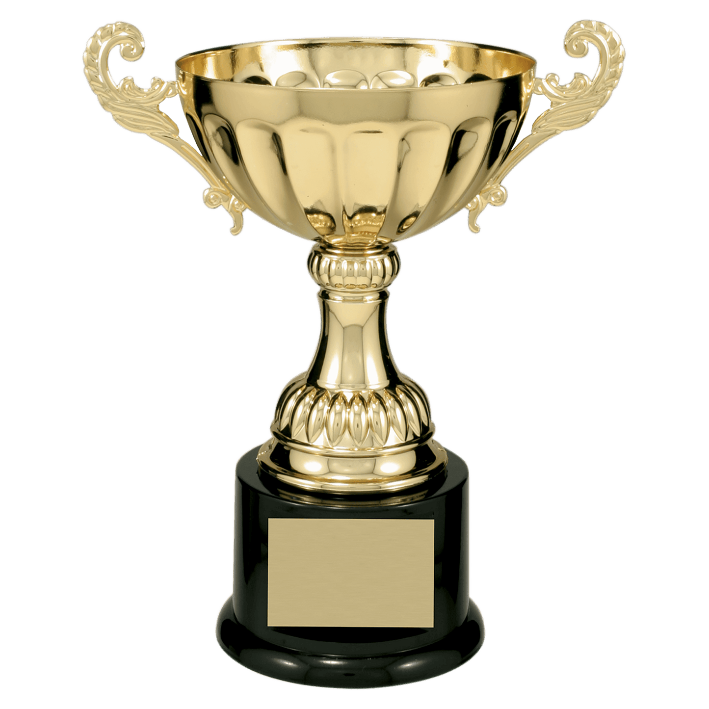 Gold 8 1/2" Completed Metal Cup Trophy on Plastic Base