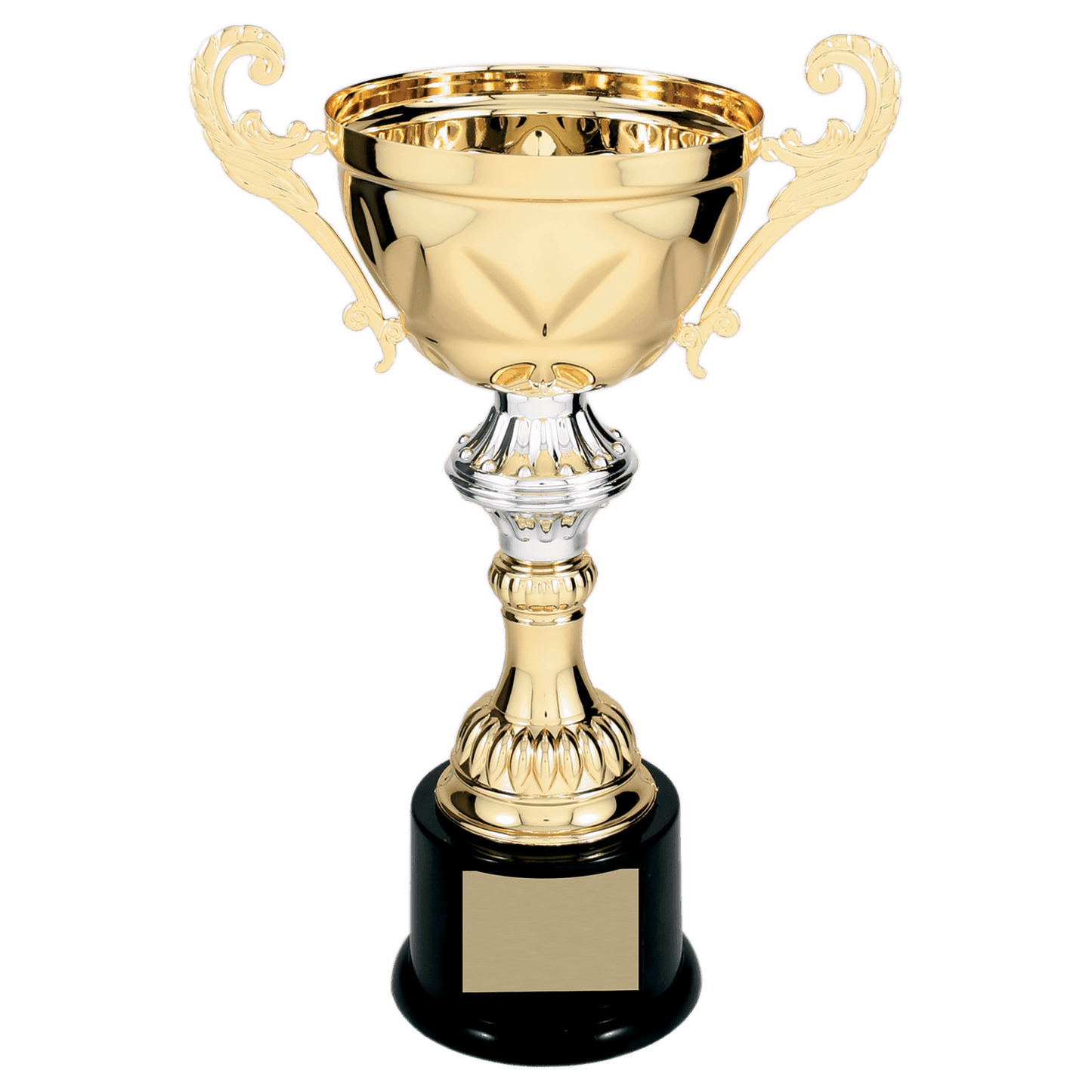 Gold 11 1/2" Completed Metal Cup Trophy on Plastic Base