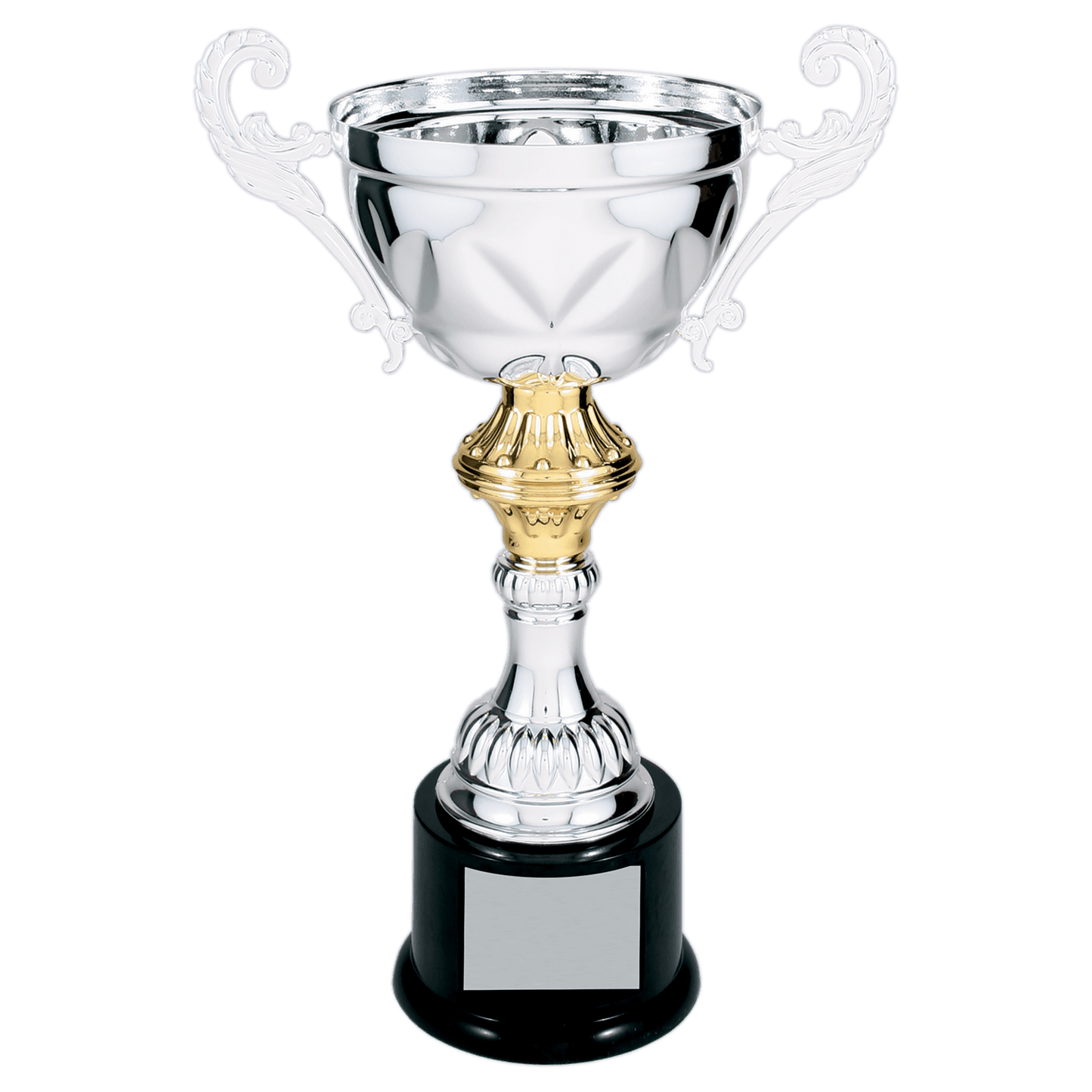 Silver 11 1/2" Completed Metal Cup Trophy on Plastic Base