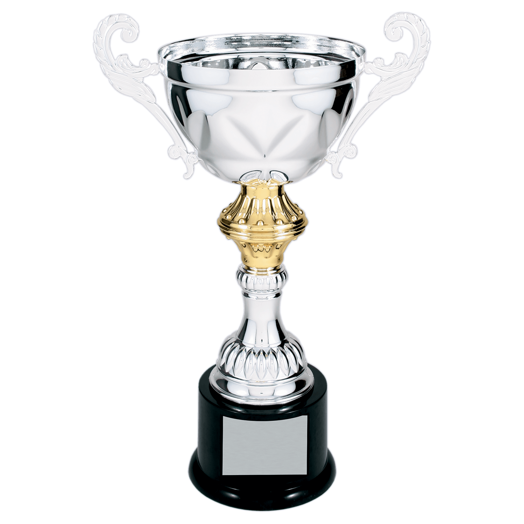 Silver 11 1/2" Completed Metal Cup Trophy on Plastic Base
