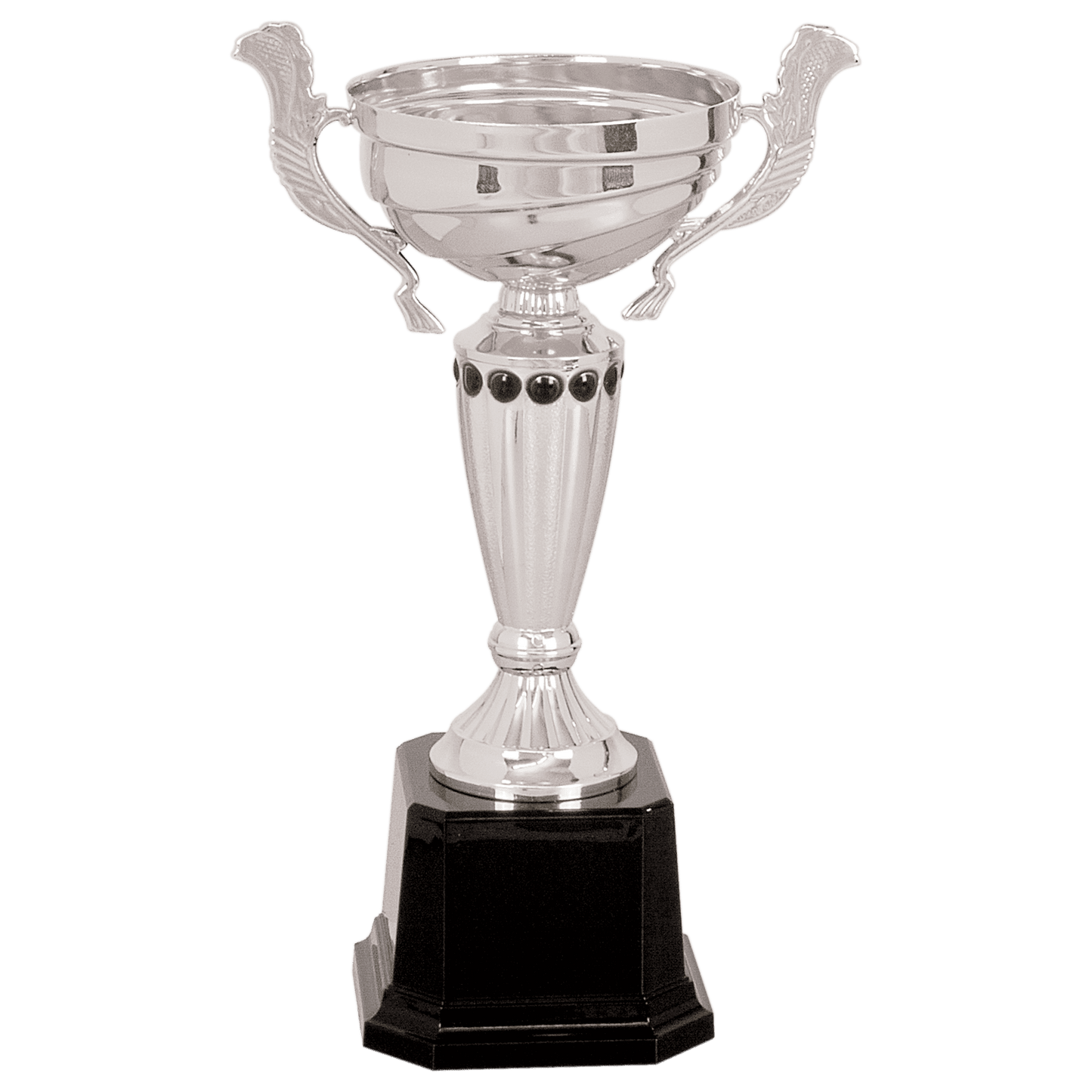 Silver 2 10" Completed Metal Cup Trophy on Plastic Base