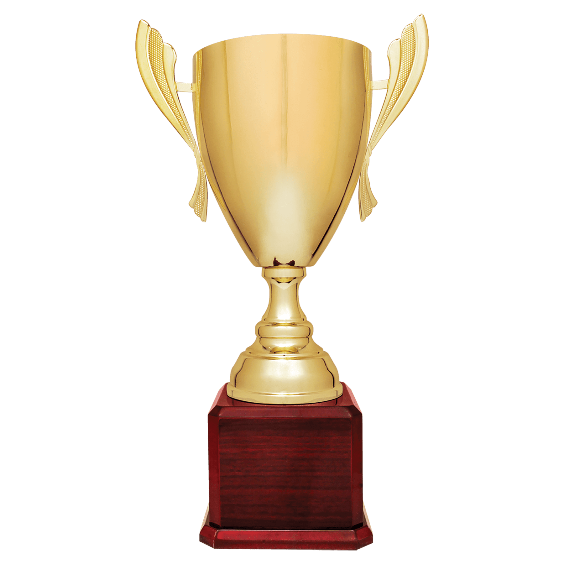 Gold Completed Metal Cup Trophy on Rosewood Royal 2 22" Piano Finish Base