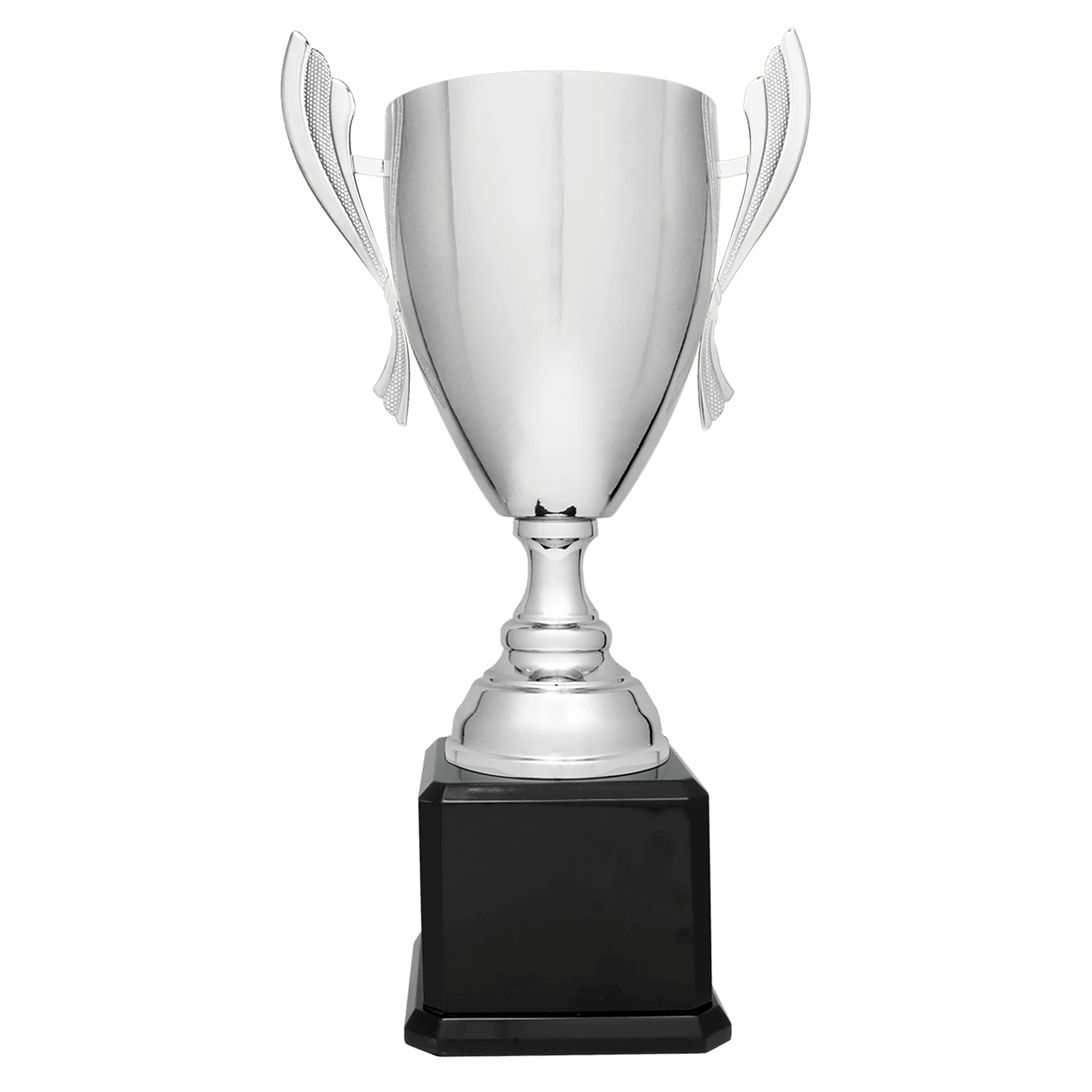 Silver Completed Metal Cup Trophy on Black Royal 2 22" Piano Finish Base