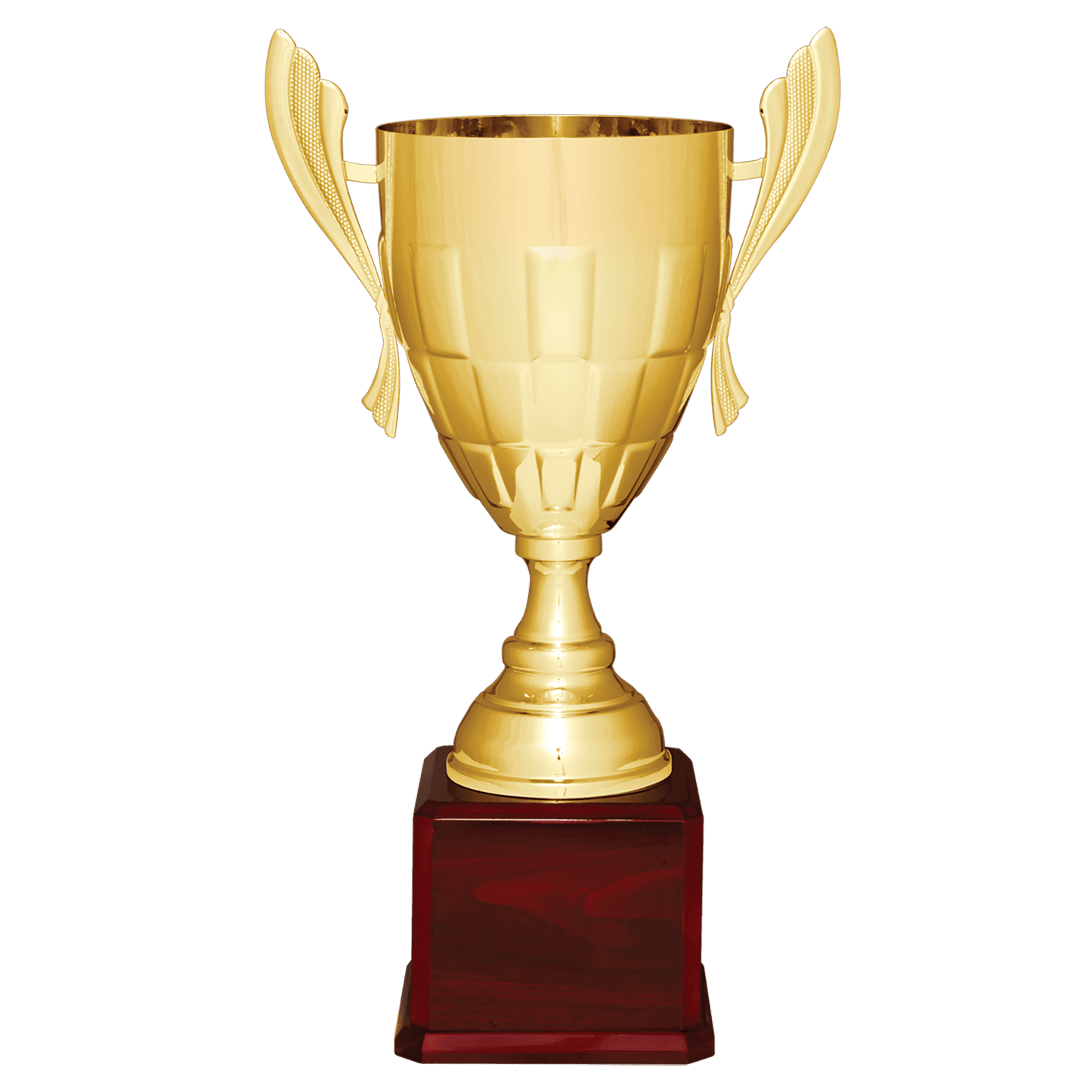 Gold Completed Metal Cup Trophy on Rosewood Royal 22" Piano Finish Base