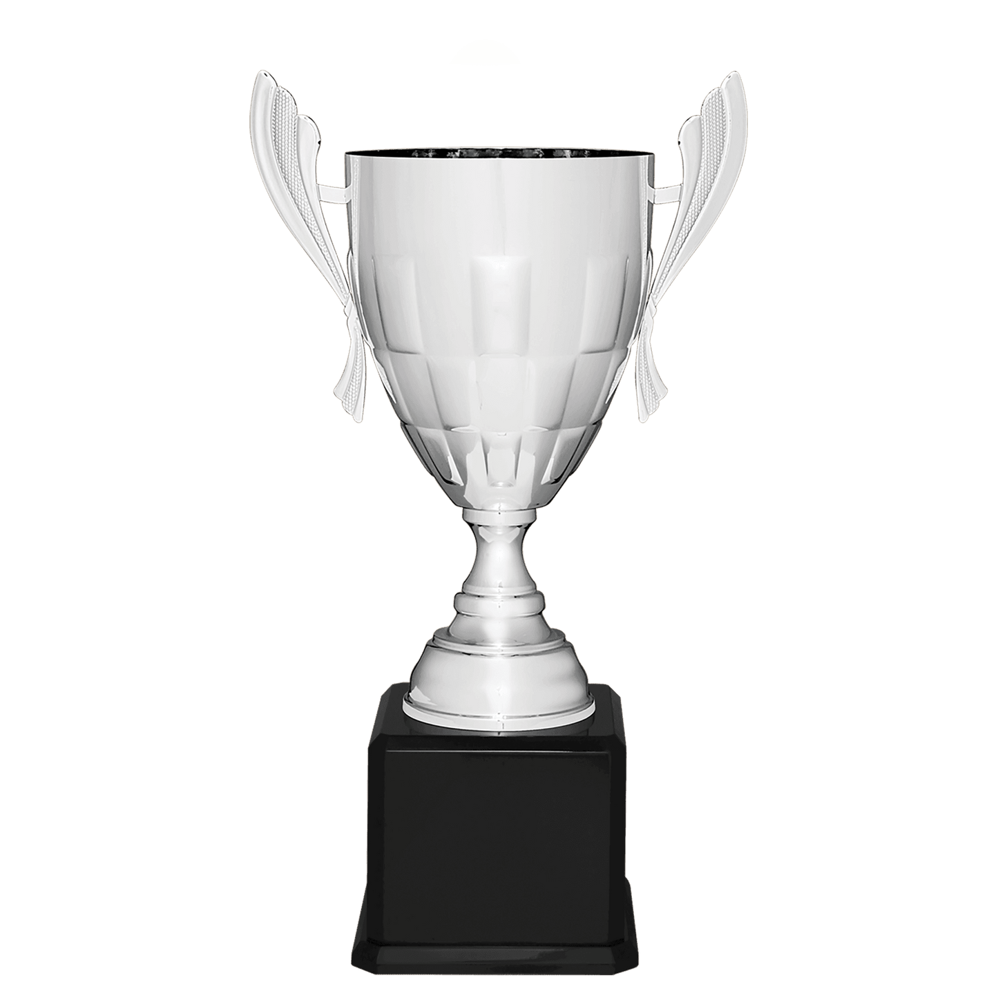 Silver Completed Metal Cup Trophy on Black Royal 24 3/4" Piano Finish Base