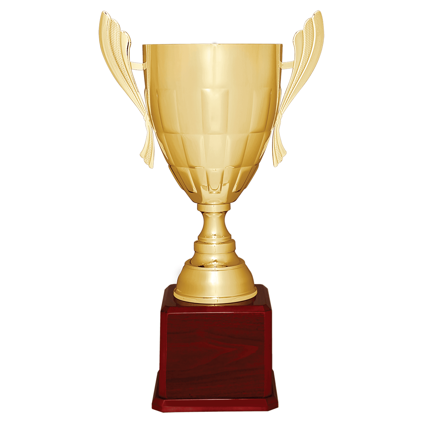 Gold Completed Metal Cup Trophy on Rosewood Royal 26 1/2" Piano Finish Base