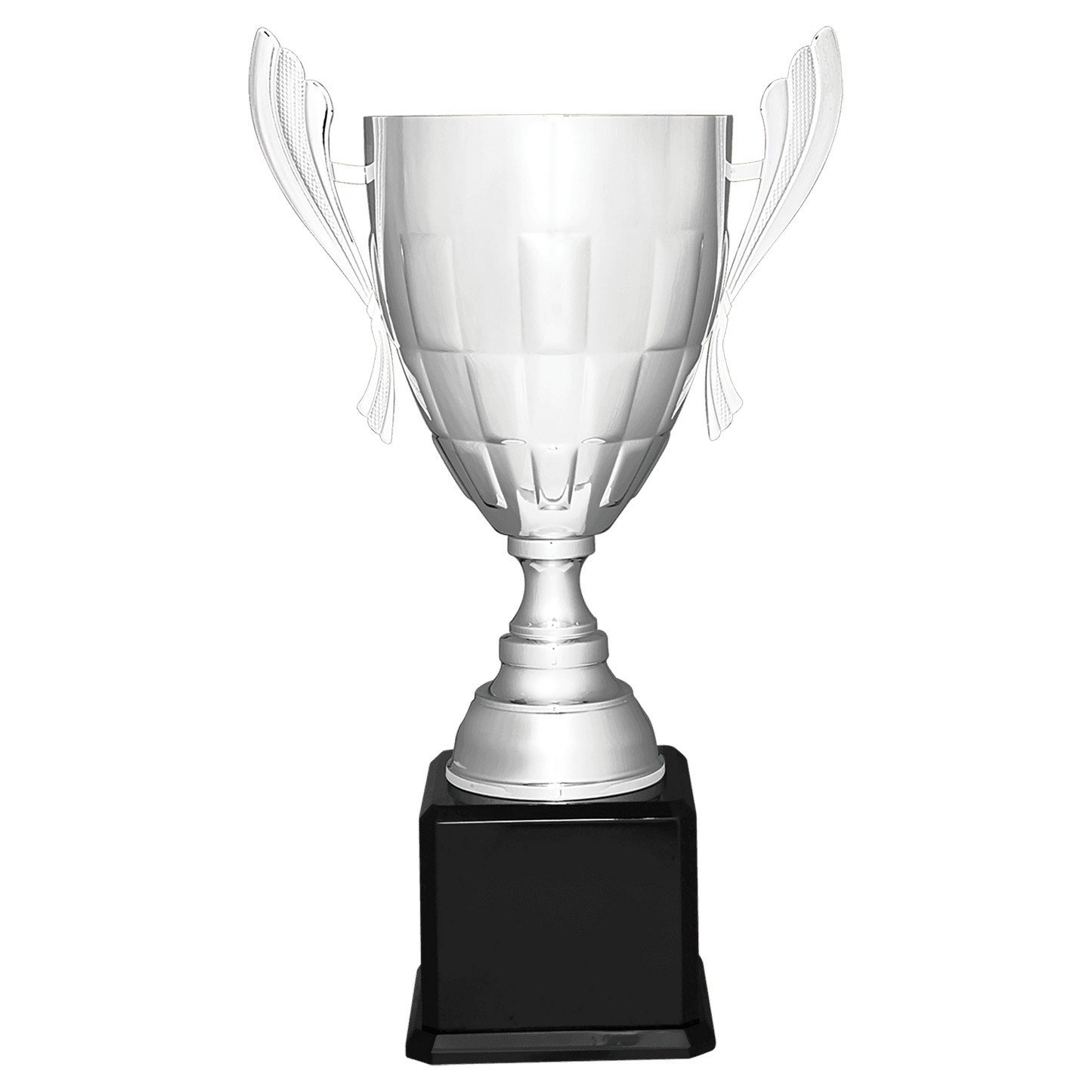 Silver Completed Metal Cup Trophy on Black Royal 26 1/2" Piano Finish Base