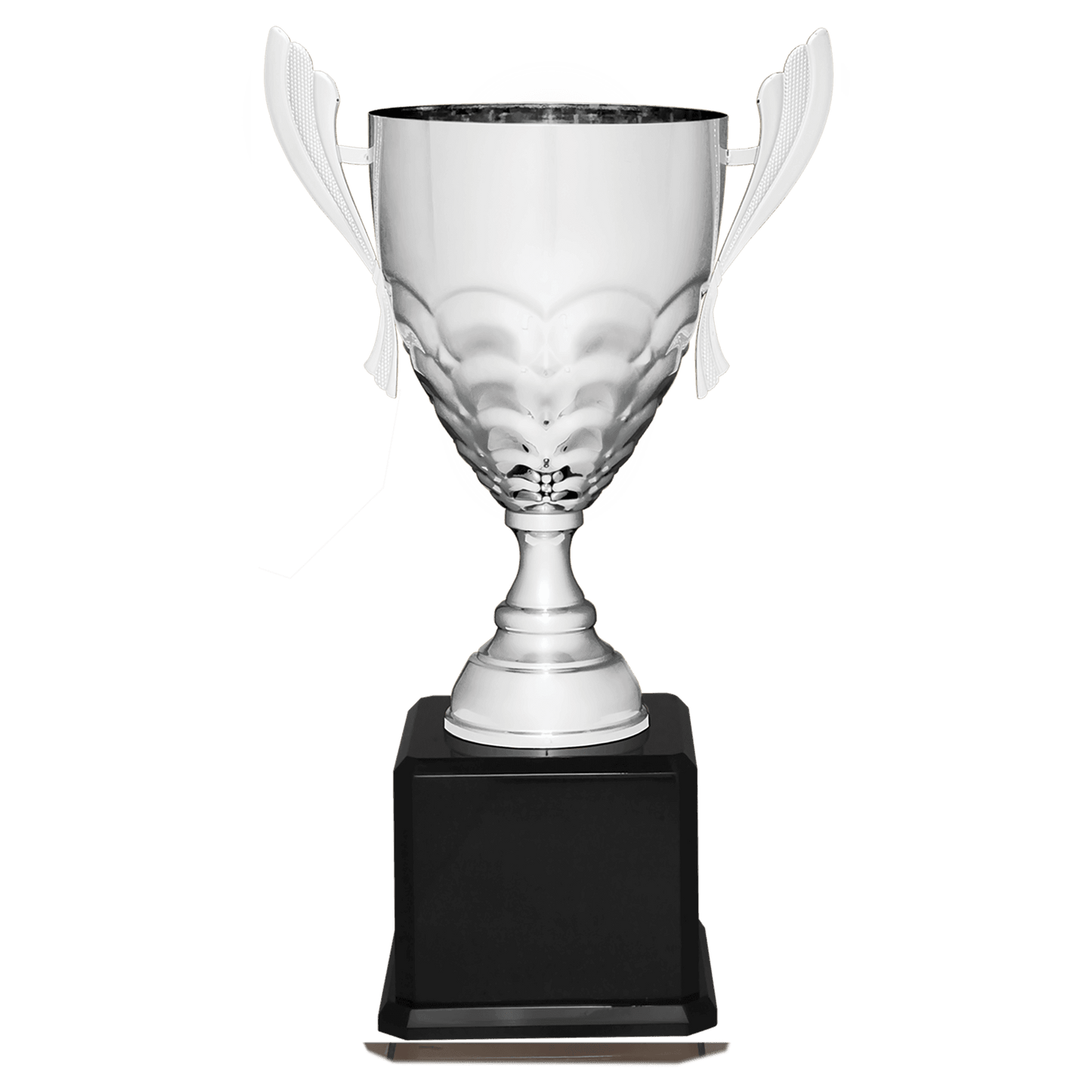 Silver Completed Metal Cup Trophy on Black Royal 23 1/2" Piano Finish Base