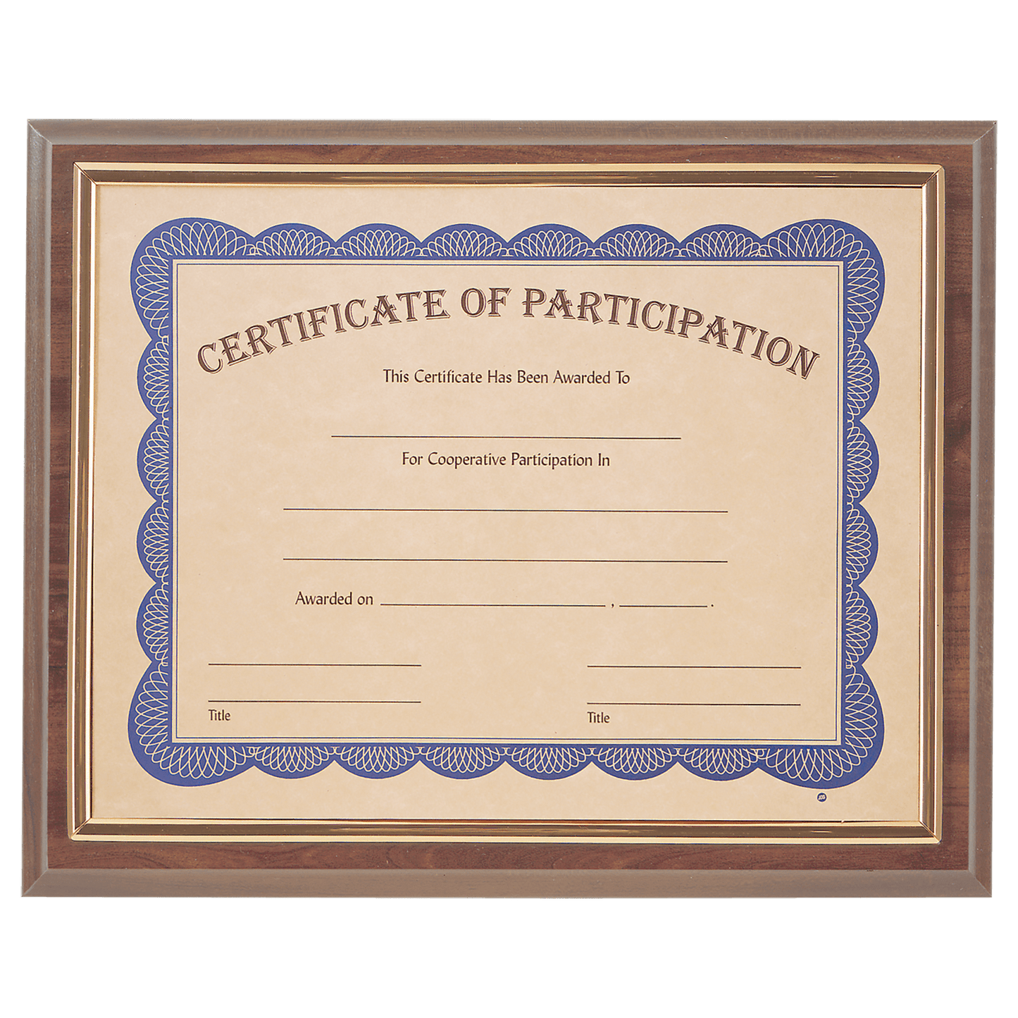 13" x 10 1/2" Cherry Finish Slide-in Plaque w/ 8 1/2" x 11" Frame