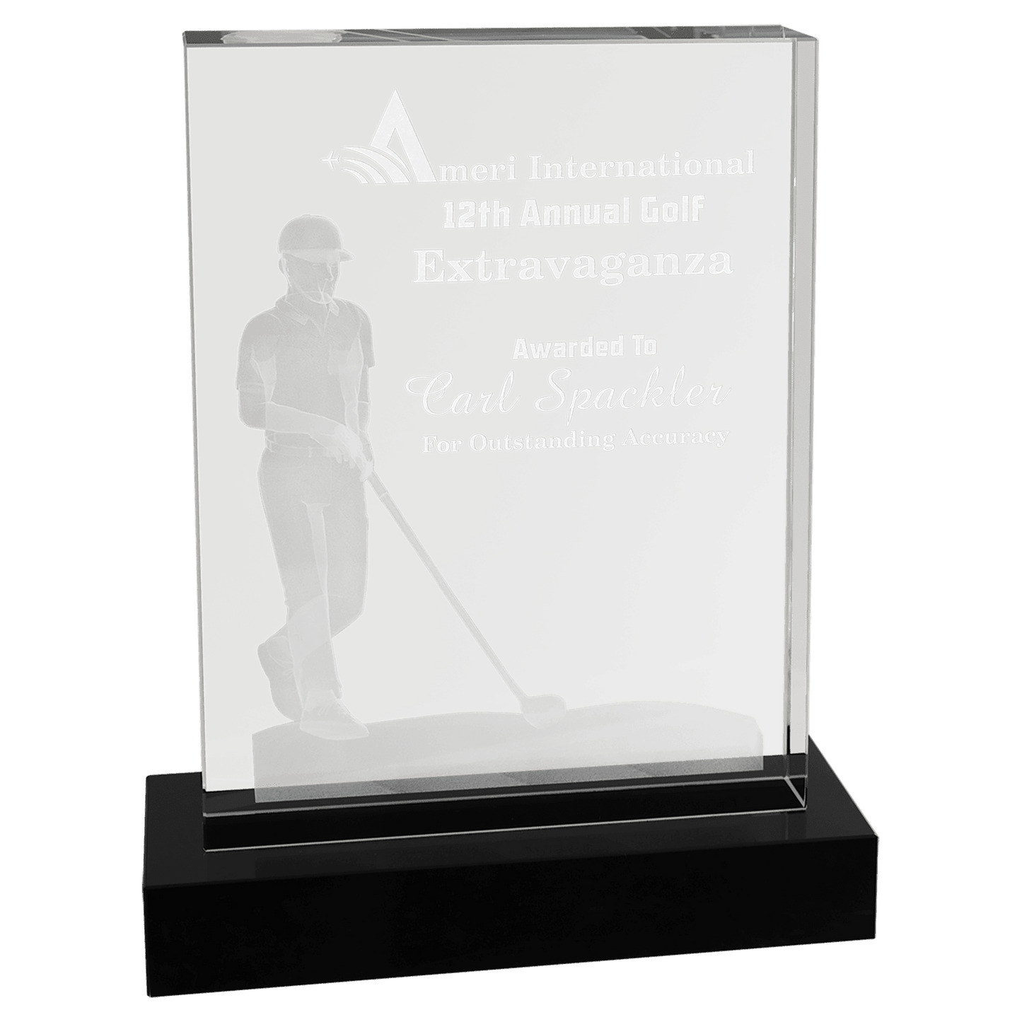 6 1/4" x 8" Crystal 3D Male Golf