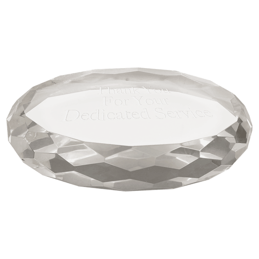 4" x 2 3/4" Clear Oval Crystal Paperweight