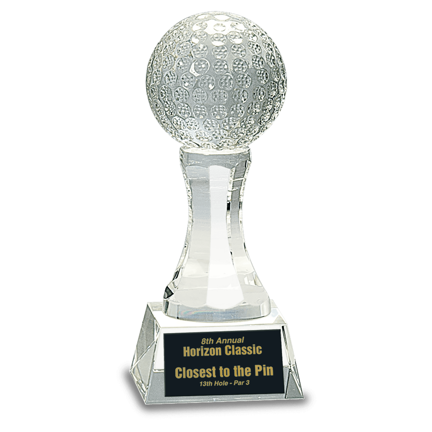 6" Crystal Golf Ball on Clear Pedestal Base