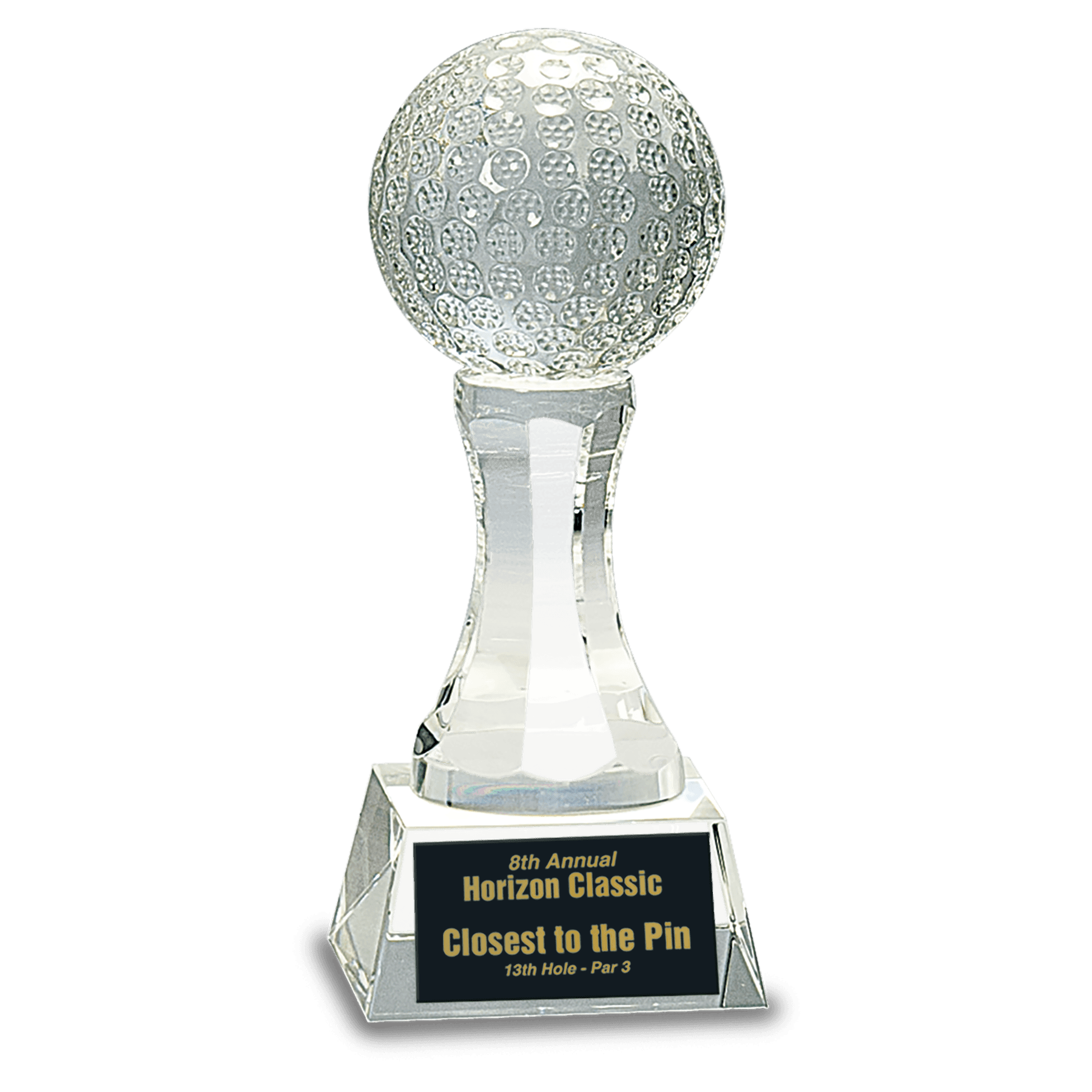 6" Crystal Golf Ball on Clear Pedestal Base