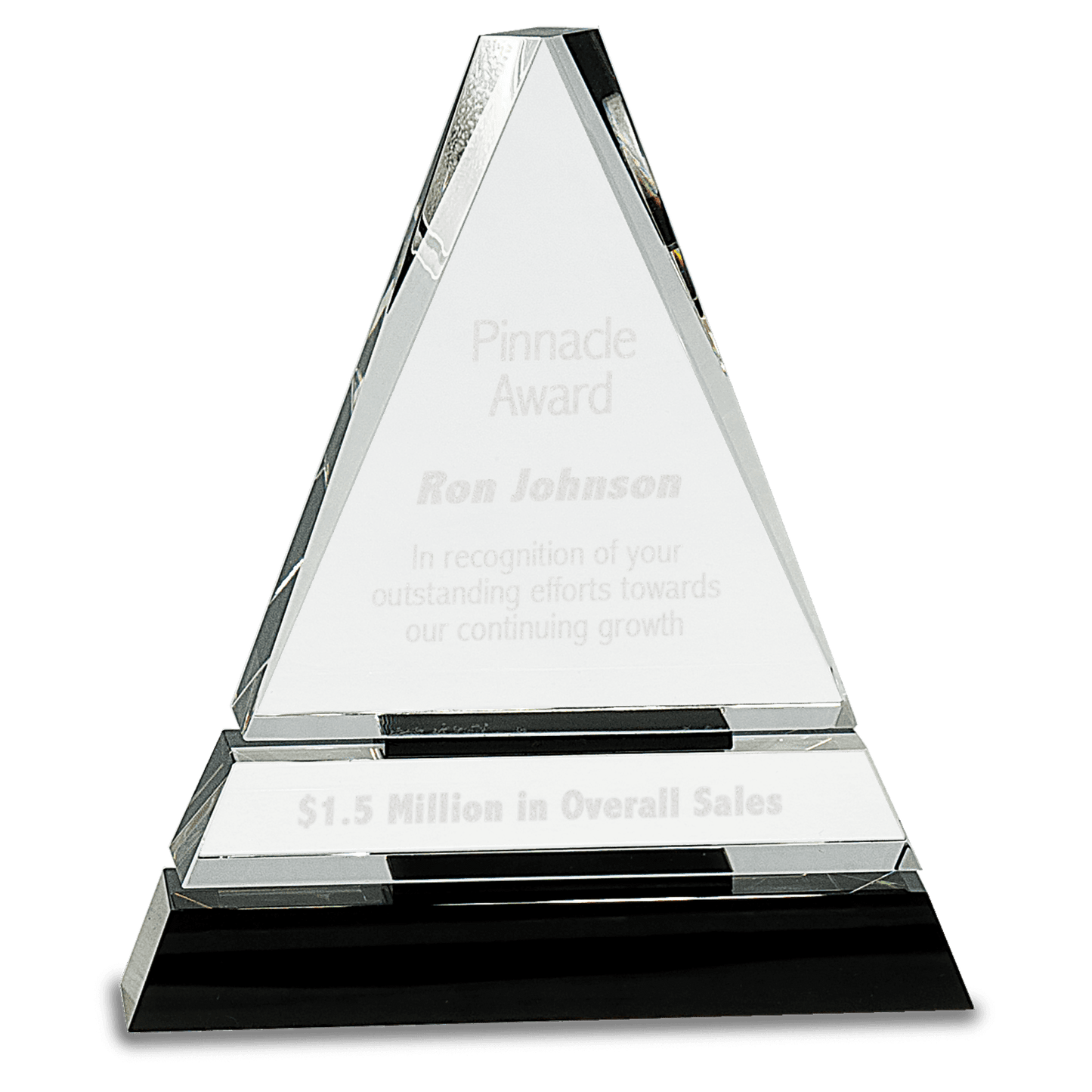7 3/4" Clear Crystal Triangle on Black Crystal Pedestal Base