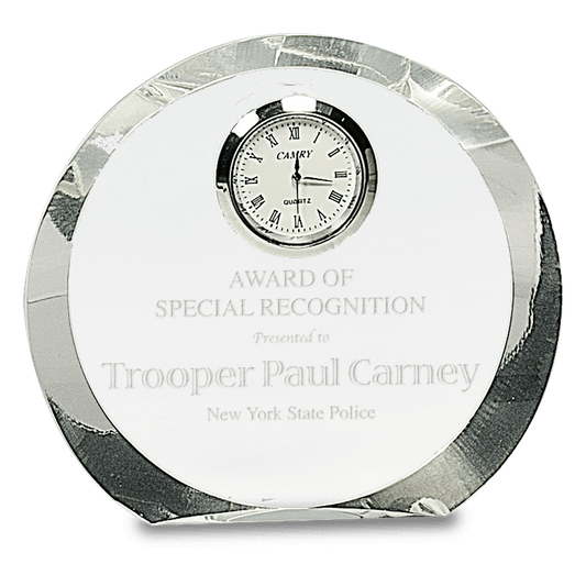4 1/2" Clear Crystal Round with Clock