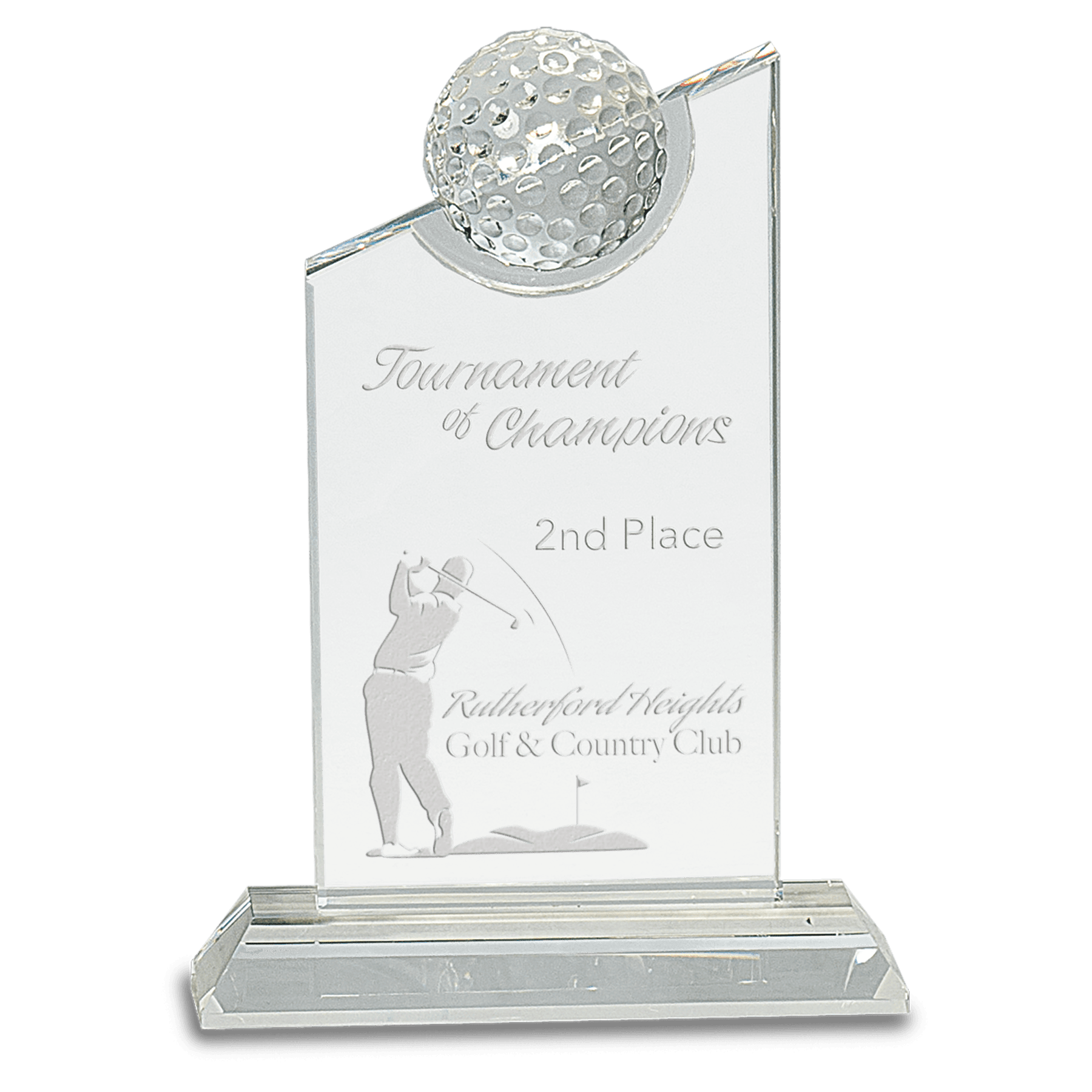 7 1/4" Clear Crystal with Inset Crystal Golf Ball on Clear Base