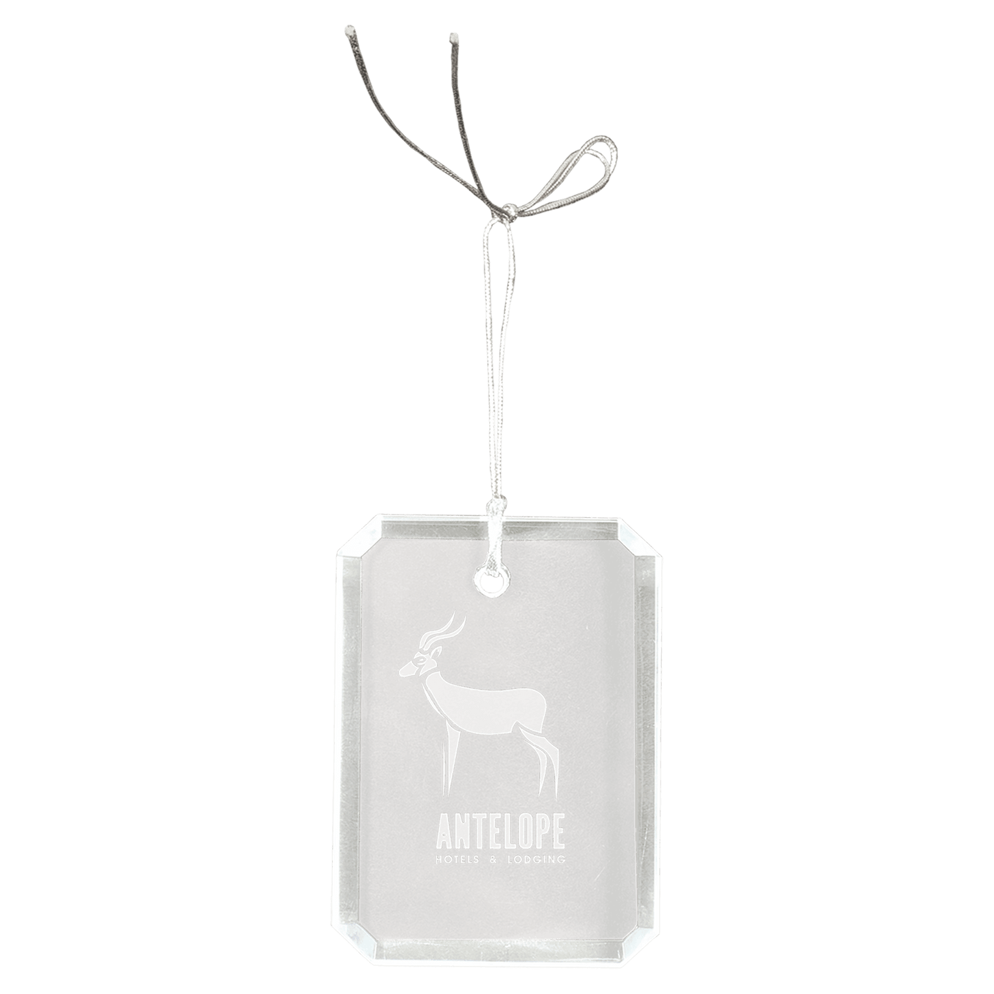 3" Crystal Rectangle Clipped Corner Ornament