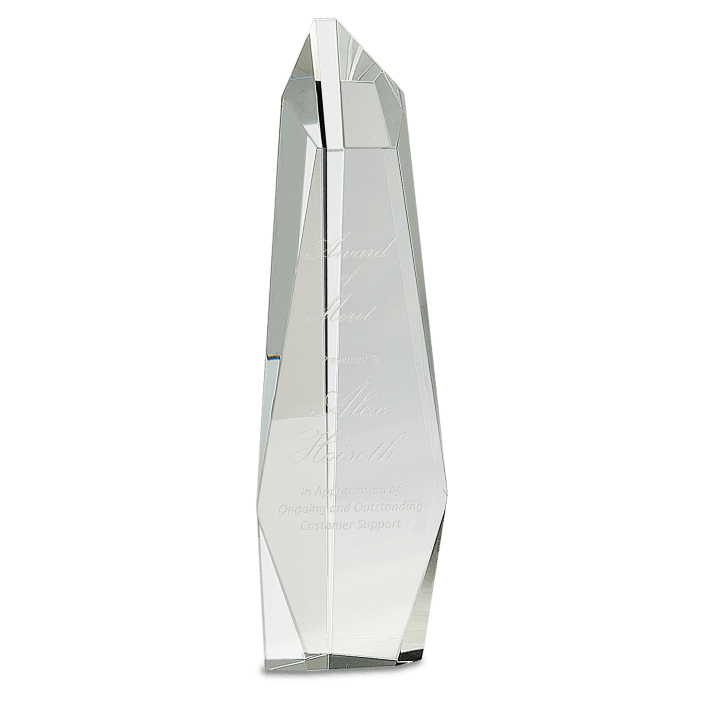 12" Clear Crystal Facet Slant-Top Tower